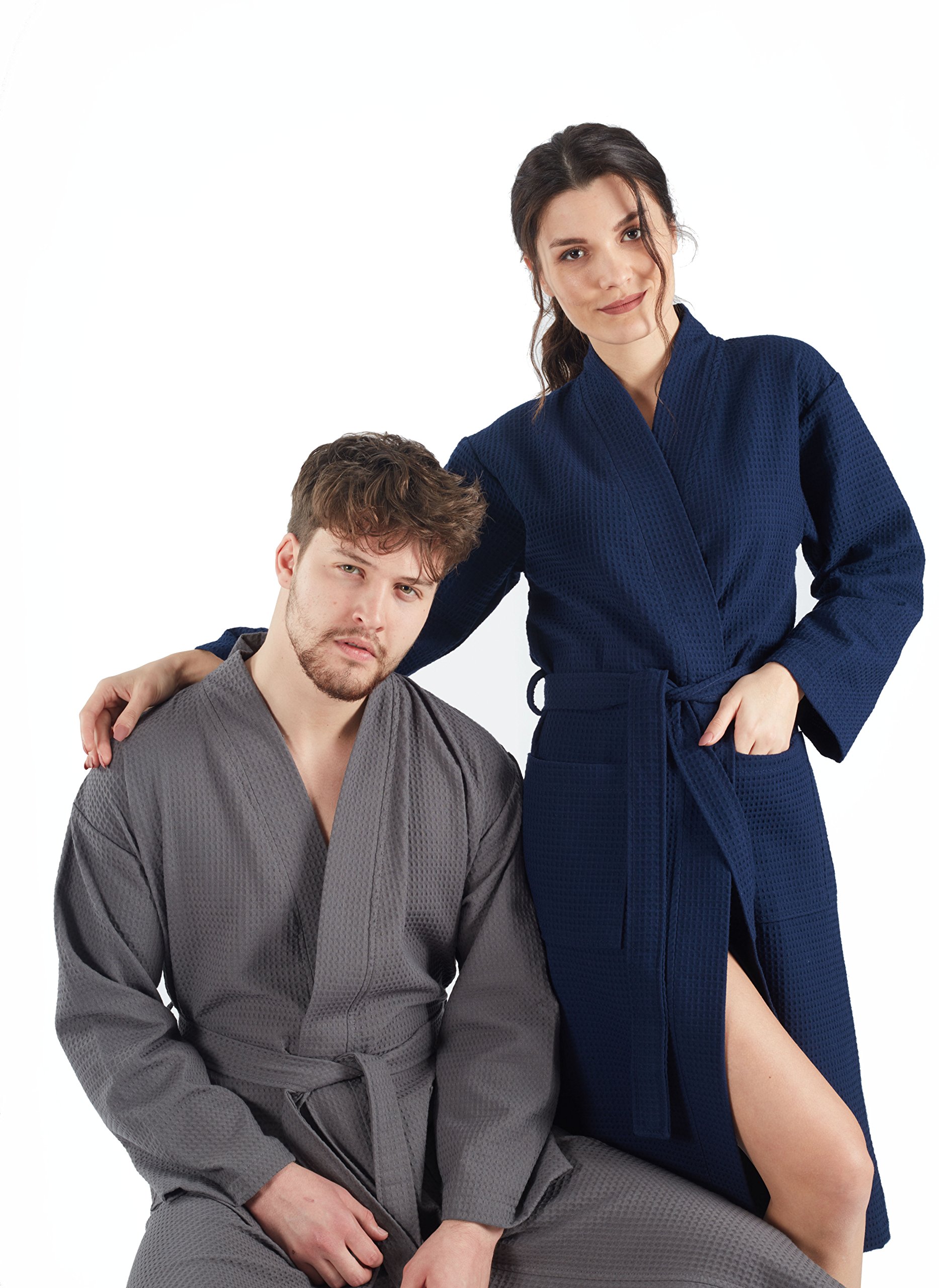 Bagno Milano Women's Waffle Robe - Soft Turkish Cotton Bathrobe for Spa, Lounge & Hotel - Lightweight Kimono Style Robe for Women
