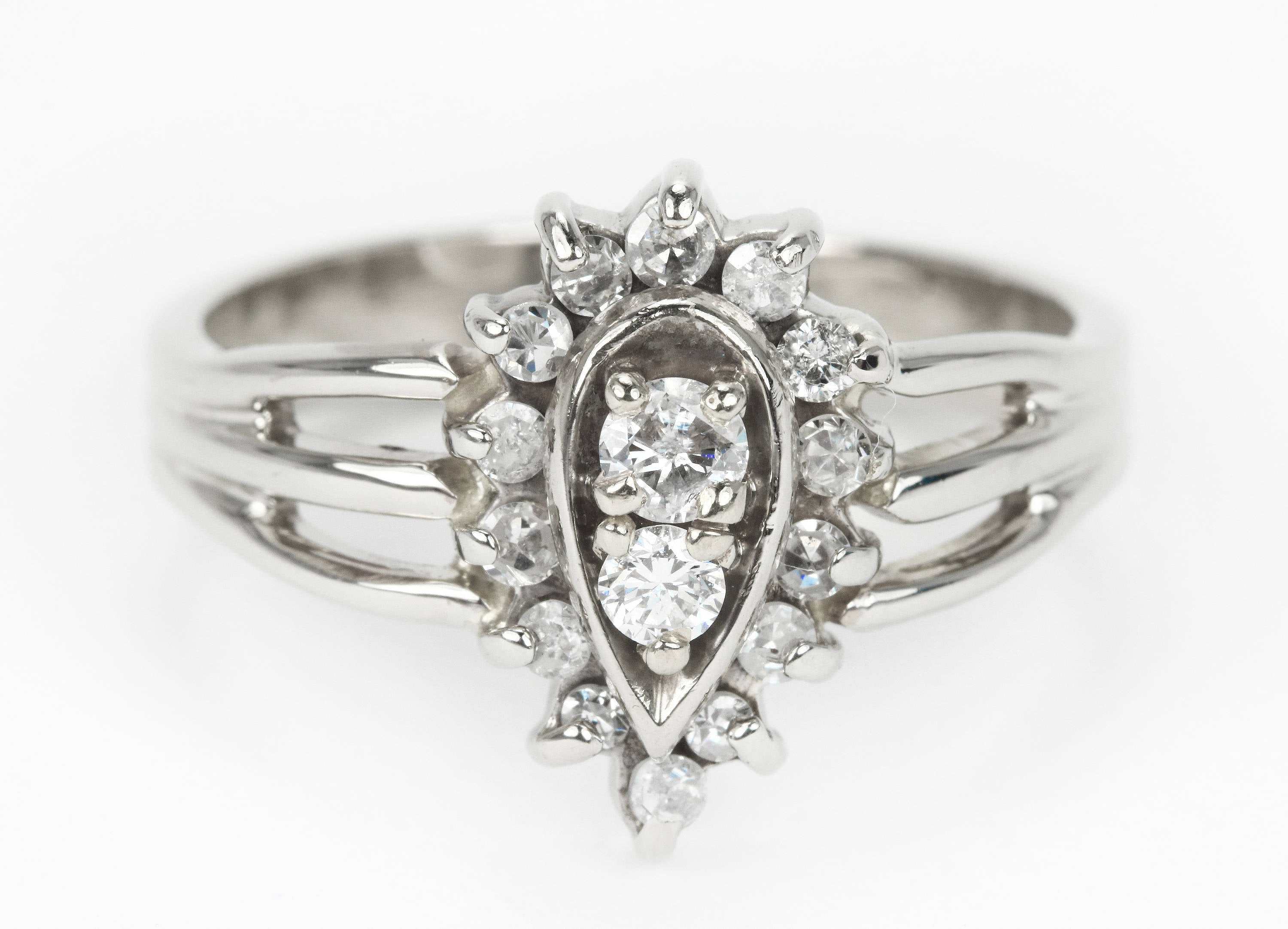 0.45 Carat Vintage Diamond Cluster Anniversary Ring in 14K Gold - Perfect for Weddings, Anniversaries & Special Occasions