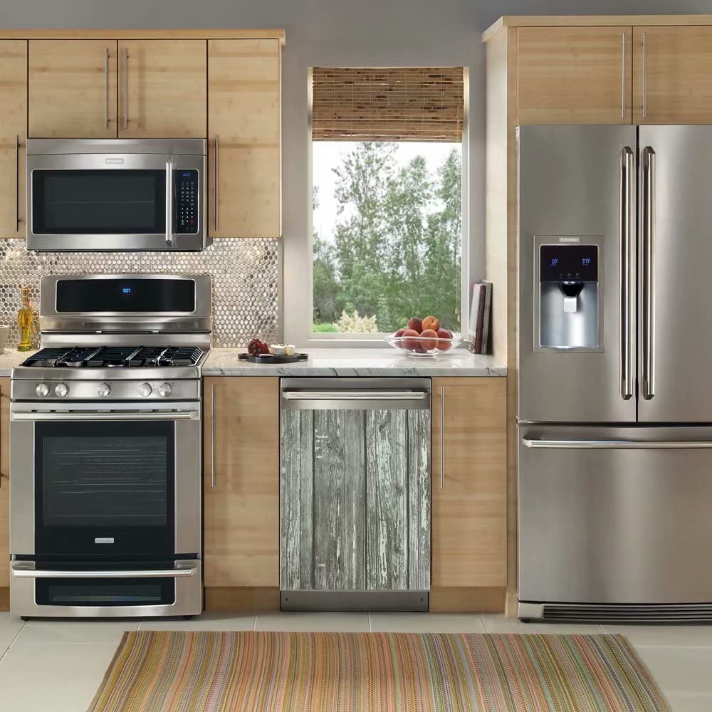 Rustic Wood Grey Magnetic Sticker for Kitchen Door - 23