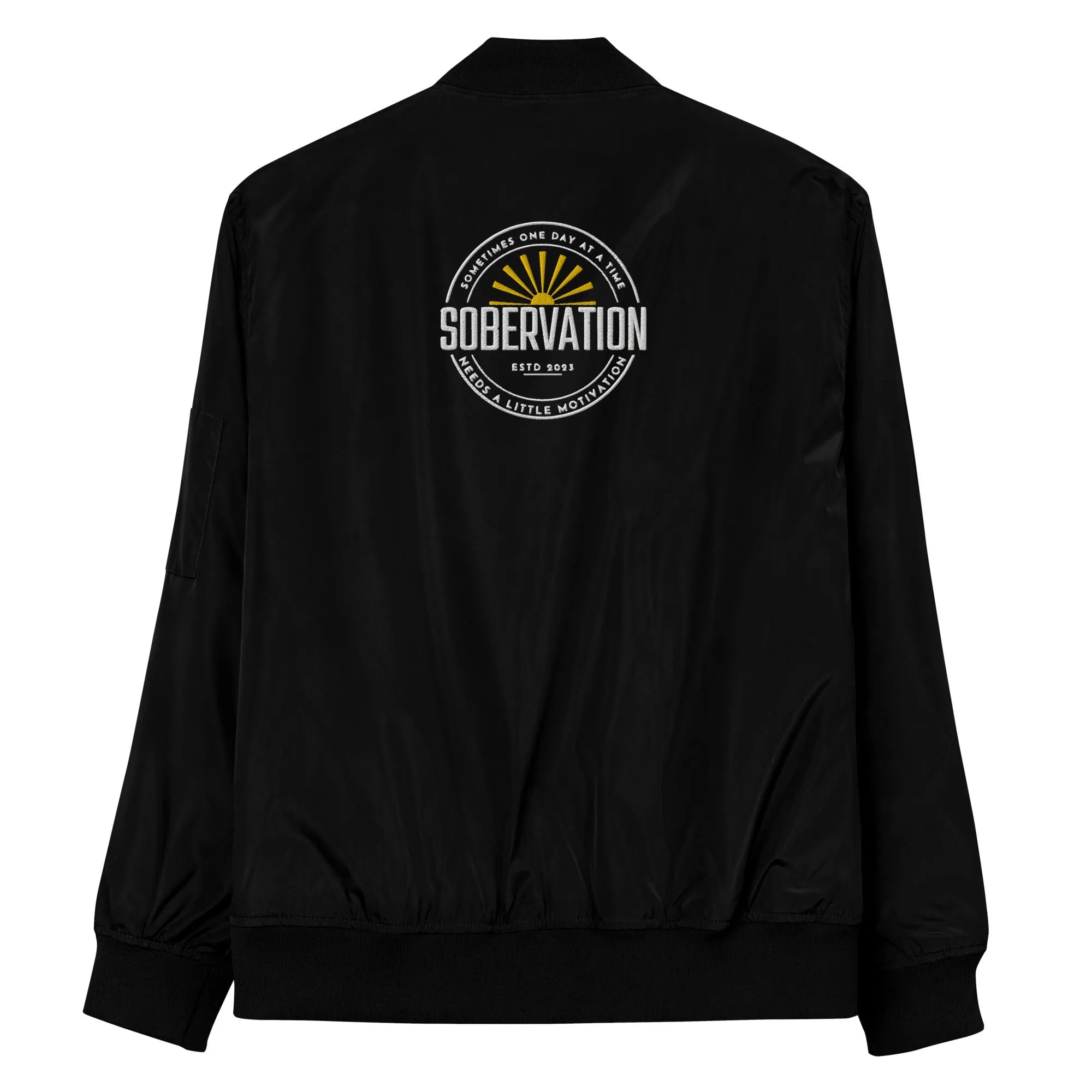 Premium Embroidered Bomber Jacket with Sobervation Logo - Stylish Men's & Women's Lightweight Jacket for Casual Wear, Street Fashion & Outdoor Activities