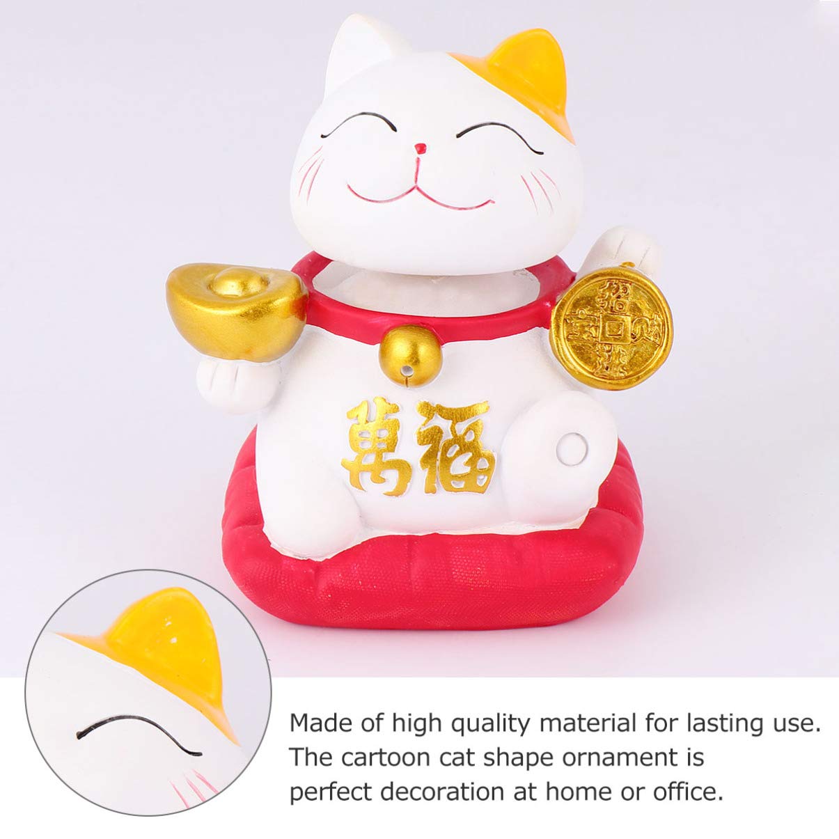 Lucky Fortune Cat Statue - Resin Maneki Neko Sculpture for Home Decor, Office Desk, Car Dashboard & Gift Giving | Japanese Beckoning Cat Figurine for Good Luck & Wealth