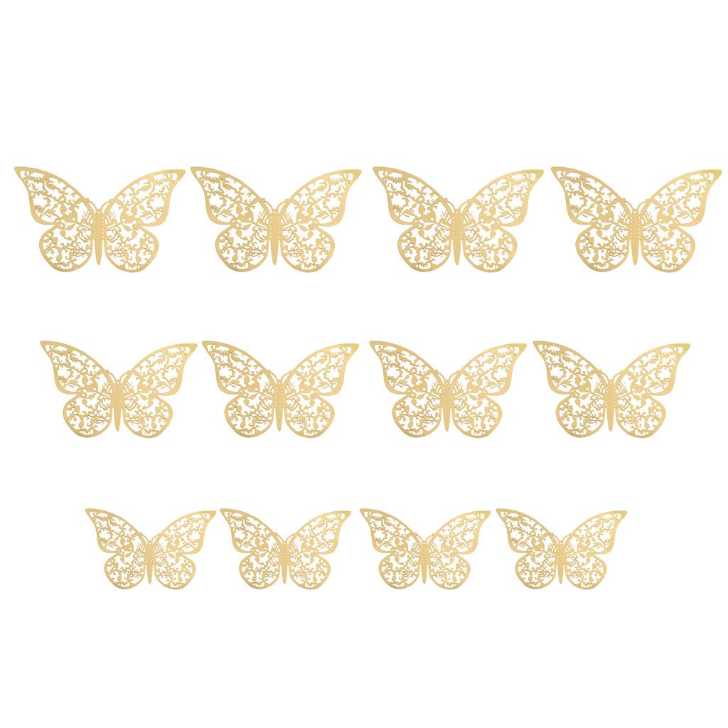 12Pcs 3D PVC Butterfly Wall Stickers - DIY Hollow Wall Decals for Home Decor, Kids Bedroom, Nursery, Party & Wedding Decoration | Easy Peel & Stick Wall Art for Living Room, Dorm, Office