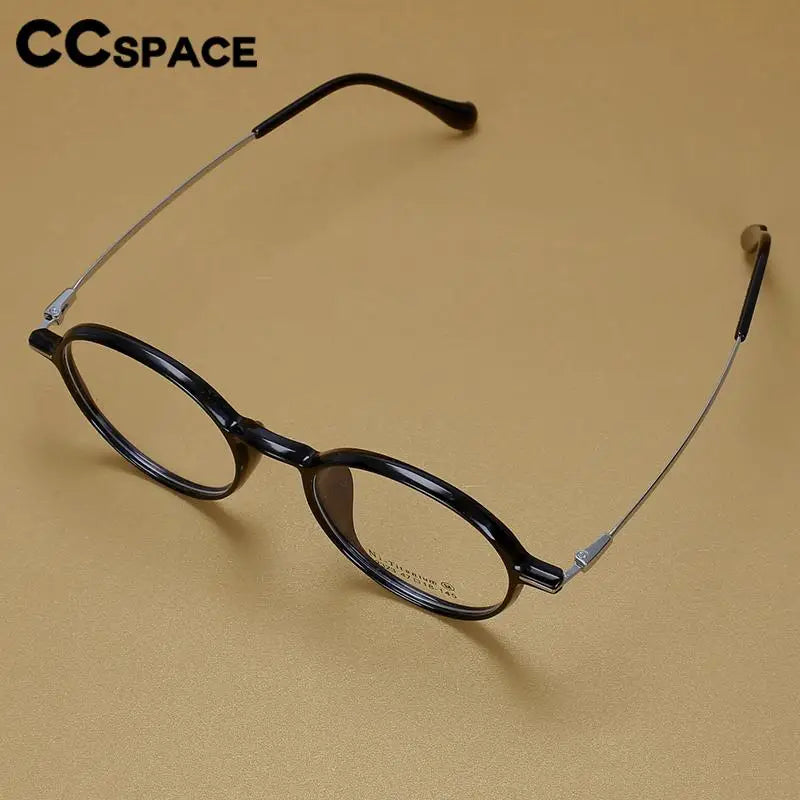 CCspace Unisex Full Rim Round TR90 Titanium Eyeglasses 57098 - Lightweight & Durable Glasses for Work, Reading & Everyday Use