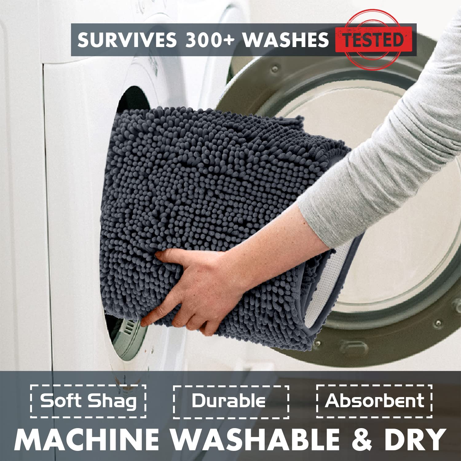 Premium Soft Plush Bath Mat - Ultra Absorbent Chenille Microfiber Shower Rug for Bathroom (20