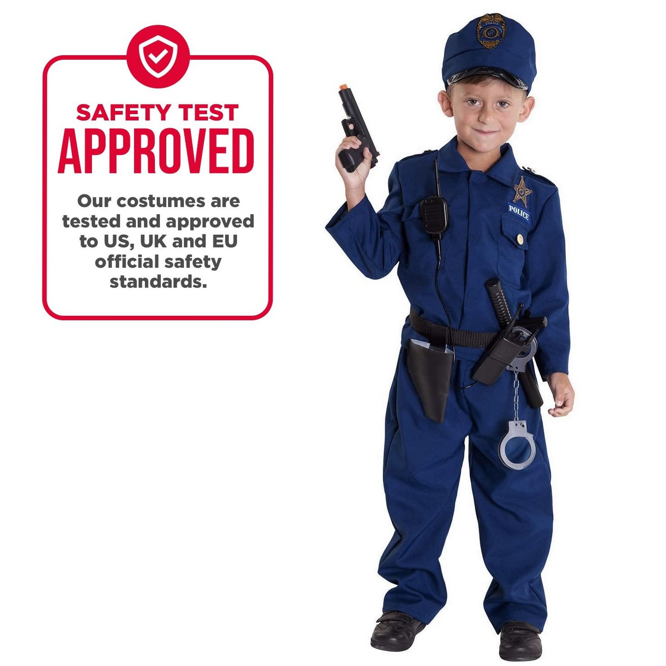 Kids Police Officer Costume - Boys Cop Uniform Dress Up Set for Halloween, Role Play & Pretend Play | Morph Police Costume for Children