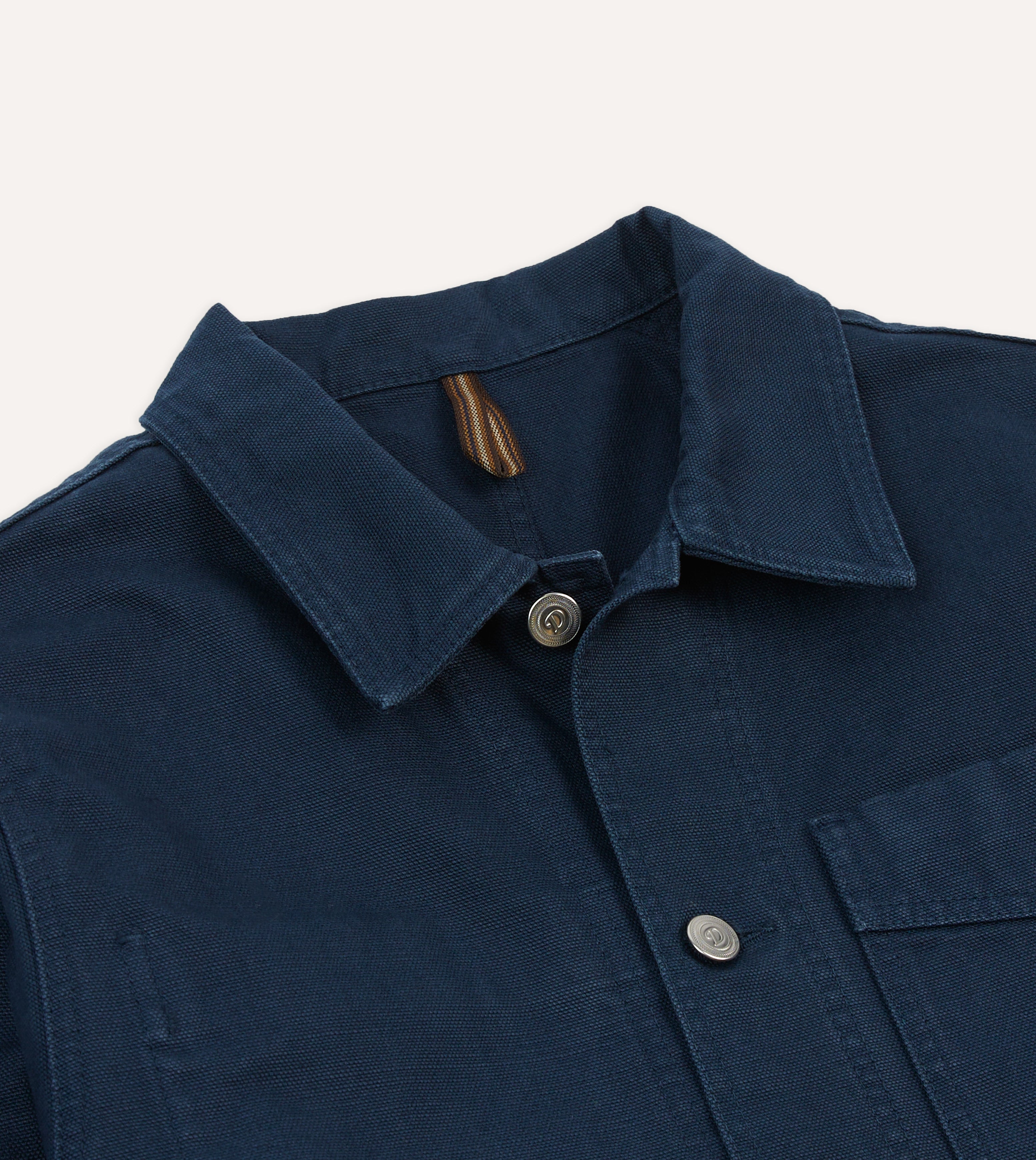 Durable Navy Cotton Canvas Work Jacket for Men - Heavy Duty Utility Jacket with Multiple Pockets - Perfect for Construction, Outdoor Work & Casual Wear