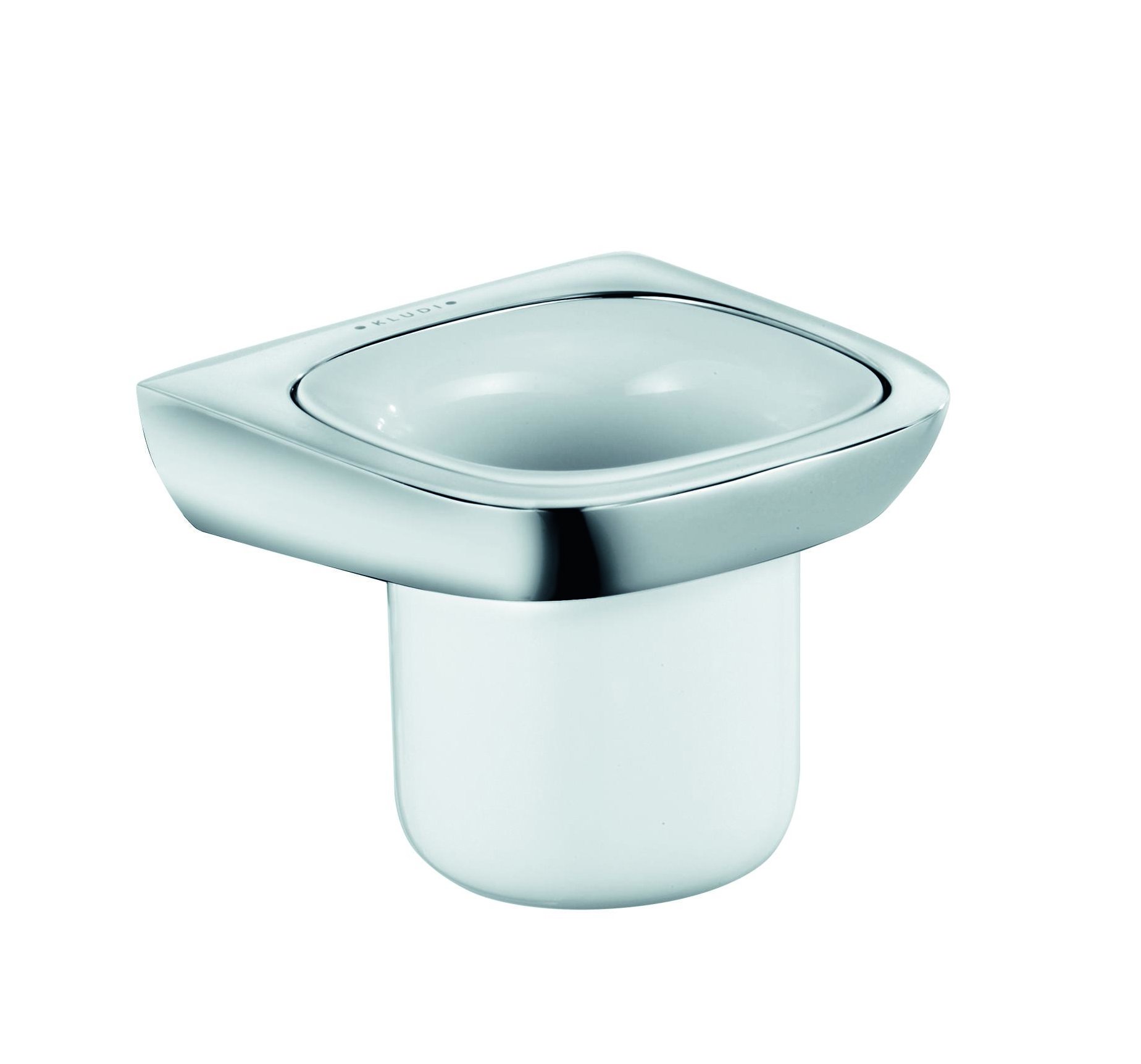 Premium AMBA Glass Holder with Porcelain Tumbler - Chrome Finish (Model 5397505) | Perfect for Home Bars, Kitchen Countertops & Office Desks