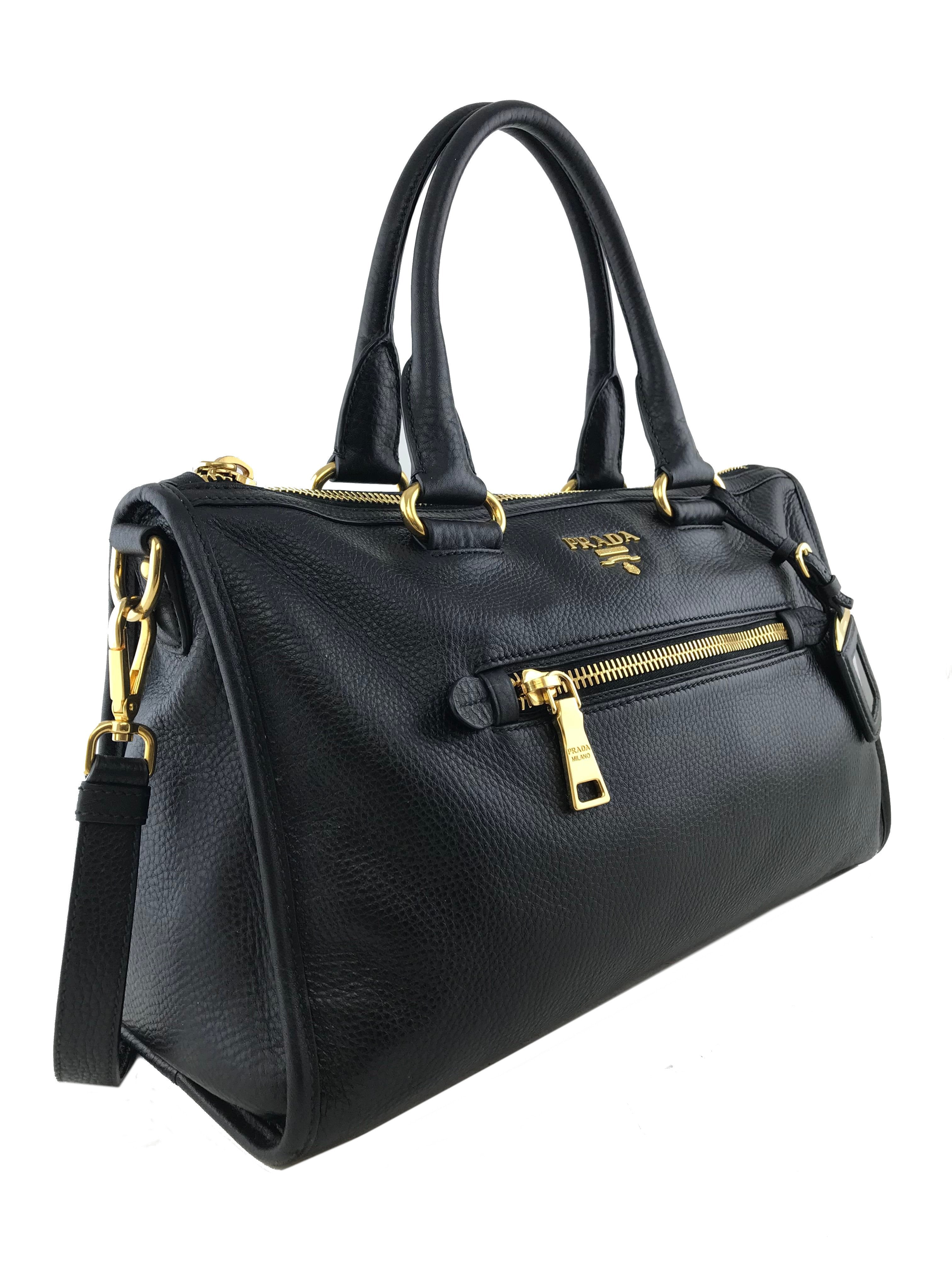 Prada Vitello Daino Medium Convertible Satchel Handbag for Women | Luxury Leather Shoulder Bag & Crossbody Purse | Perfect for Work, Travel & Everyday Use
