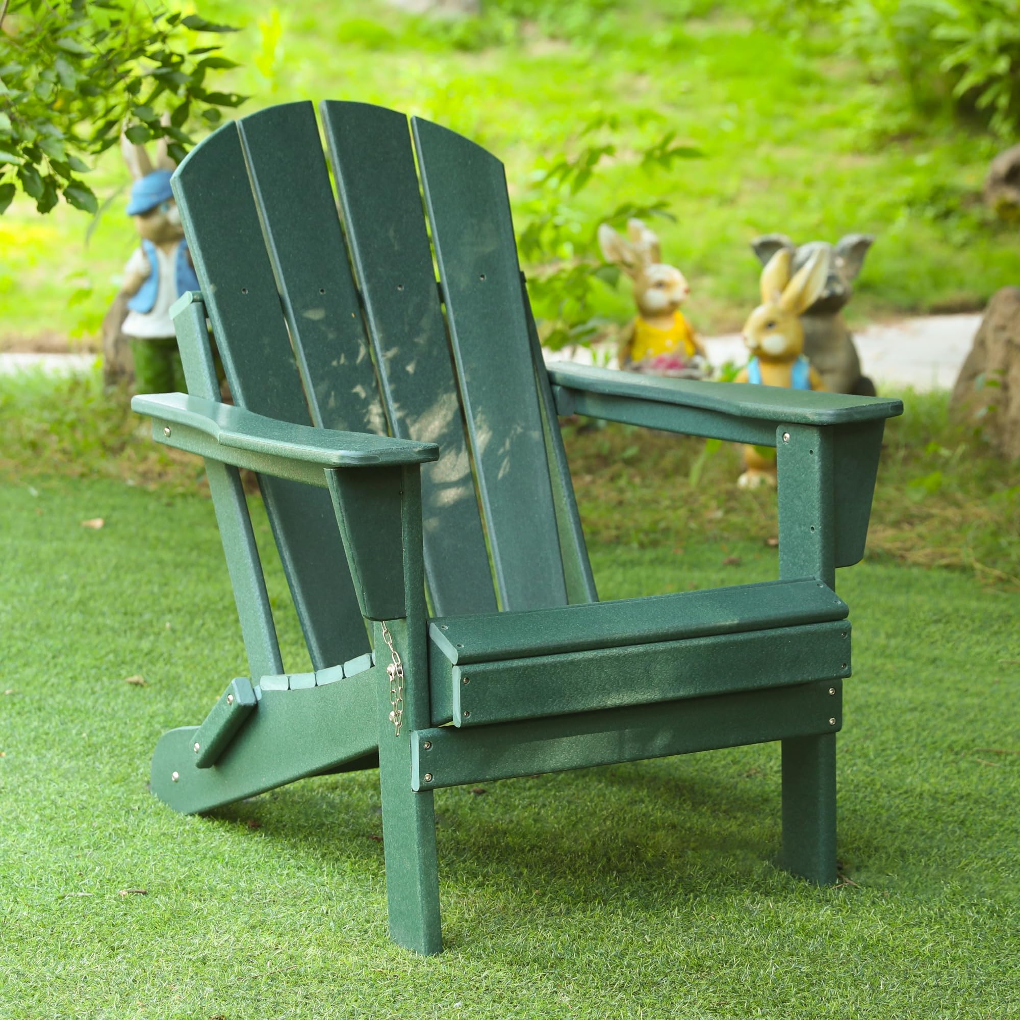 **Resin Teak Folding Adirondack Chair – All-Weather Resistant, Recyclable HDPE Plastic, 21