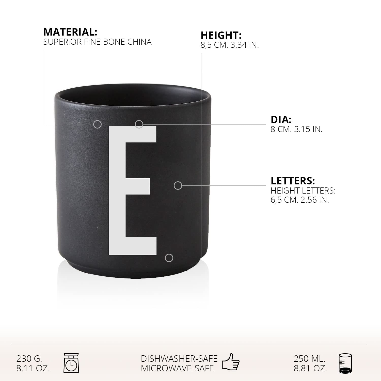 Personalized Monogram Coffee Mug with Initials A-Z | 11 oz Porcelain Black Mug for Men & Women | Christmas, Thanksgiving Gift Idea for Her, Him, Friends | Perfect for Hot Drinks, Office Use & Holiday Gifting