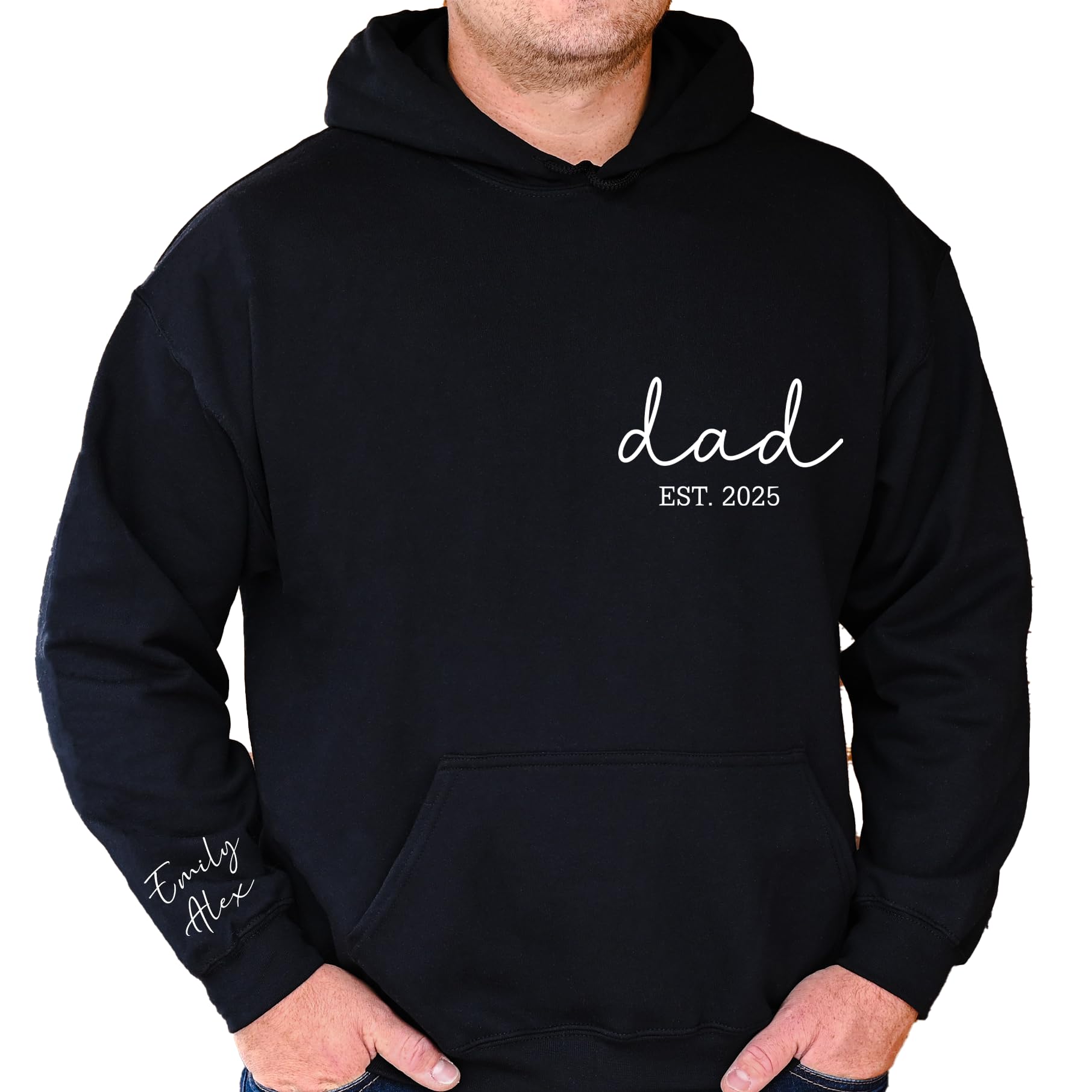 Personalized Dad Hoodie with Kid Name - Custom Father's Day Gift for New Dad, Birthday & Christmas Present from Daughter - Cozy Men's Sweatshirt for Everyday Wear & Special Occasions