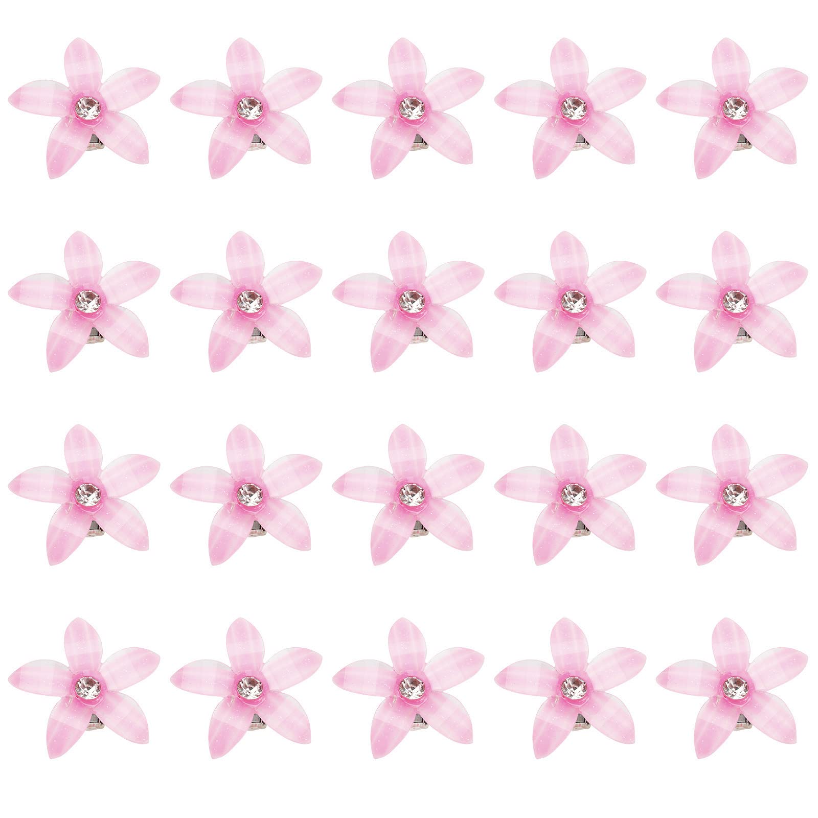 Wecoe 20 Pcs Small Pink Rhinestone Hair Clips - Sparkly Mini Hair Barrettes for Women, Girls | Perfect for Weddings, Birthdays, Parties & Everyday Styling