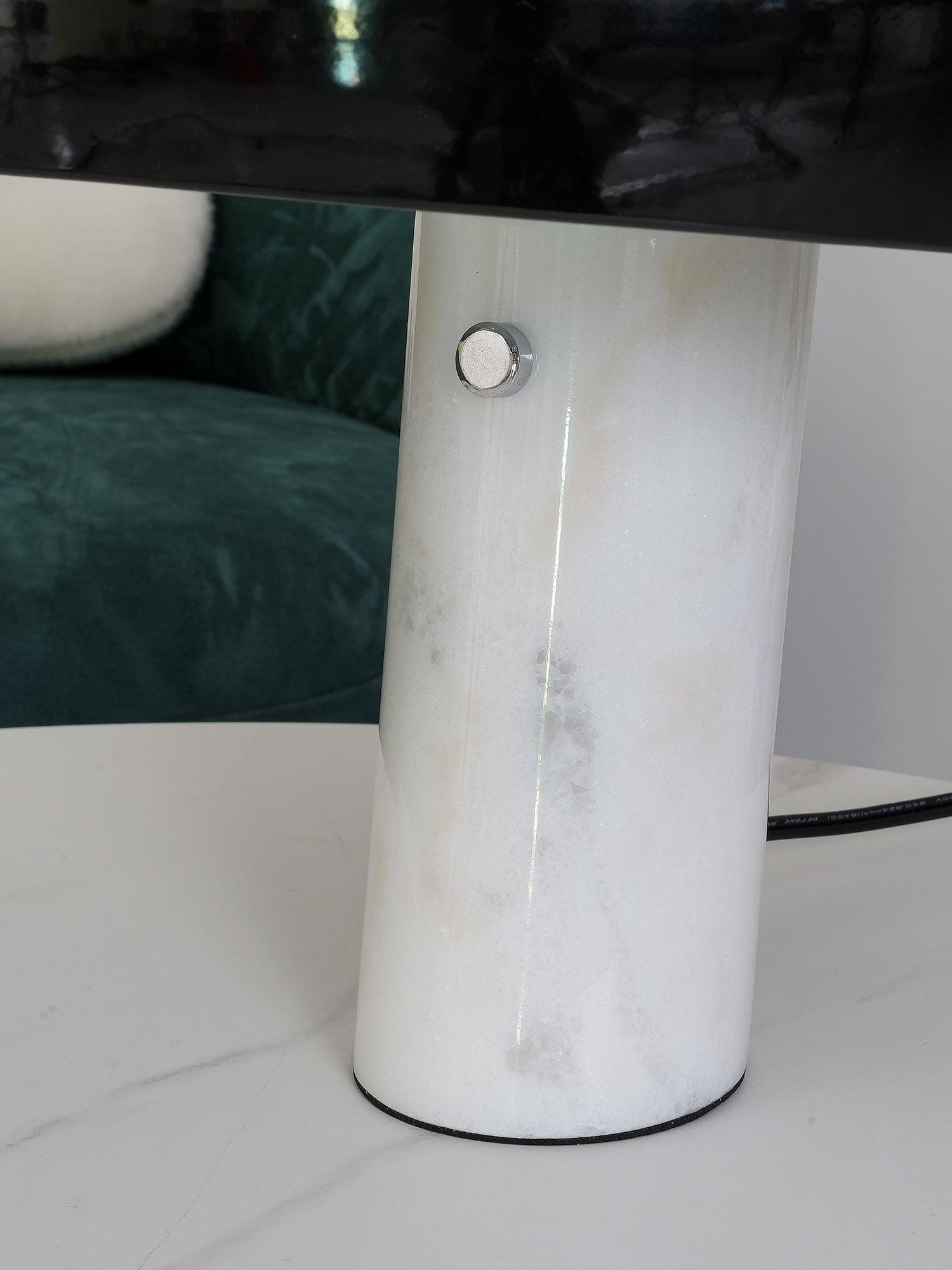 Nucleus Marble Table Lamp - Modern Home Decor Lighting for Bedroom, Living Room & Office - Elegant Nightstand Lamp with Natural Stone Base