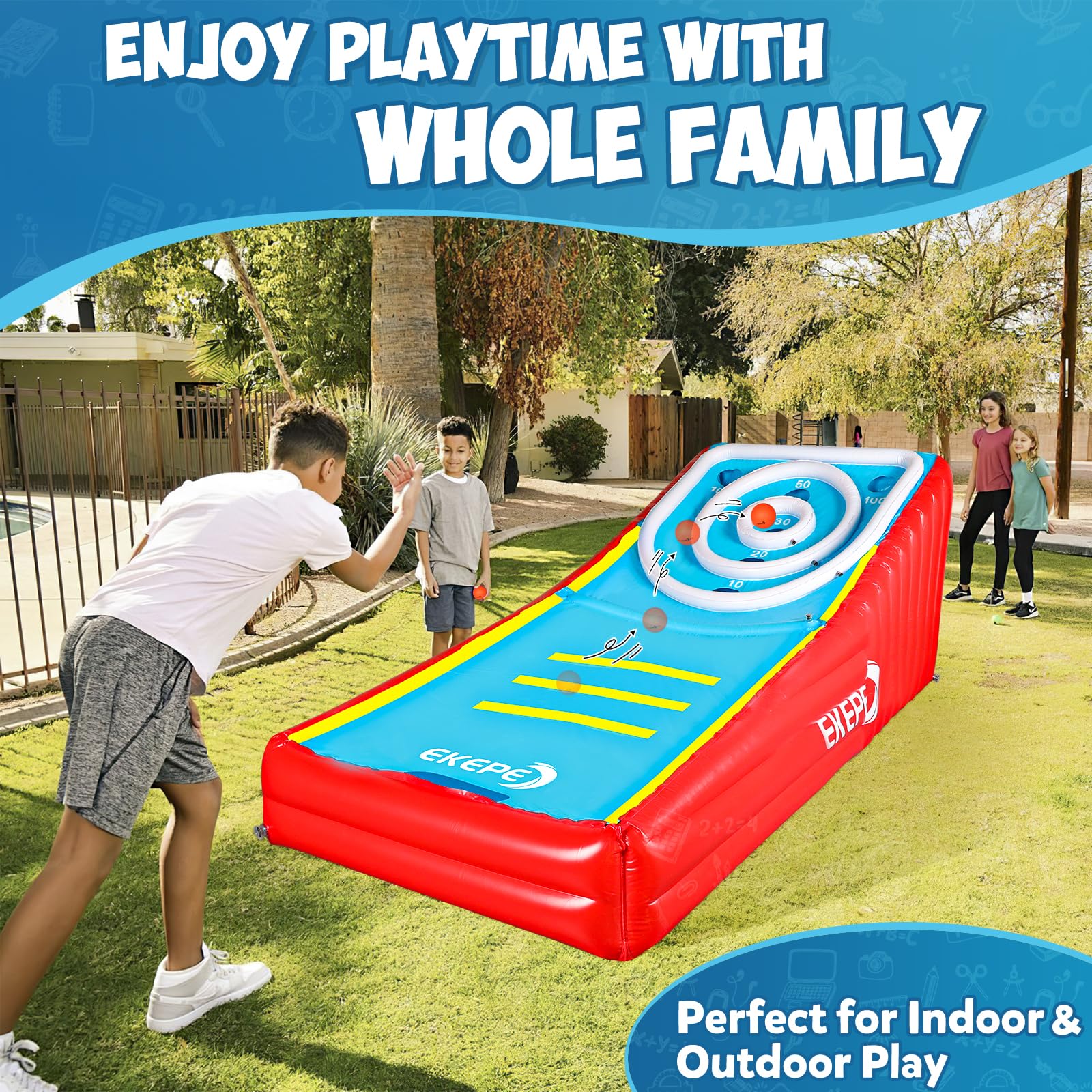 **Inflatable Score Ball Game Set - Giant Carnival Yard Games for Kids & Adults - Fun Indoor & Outdoor Family Arcade Toy with 2 Sponge Balls - Perfect for Backyard Parties, Beach Trips & Picnics**
