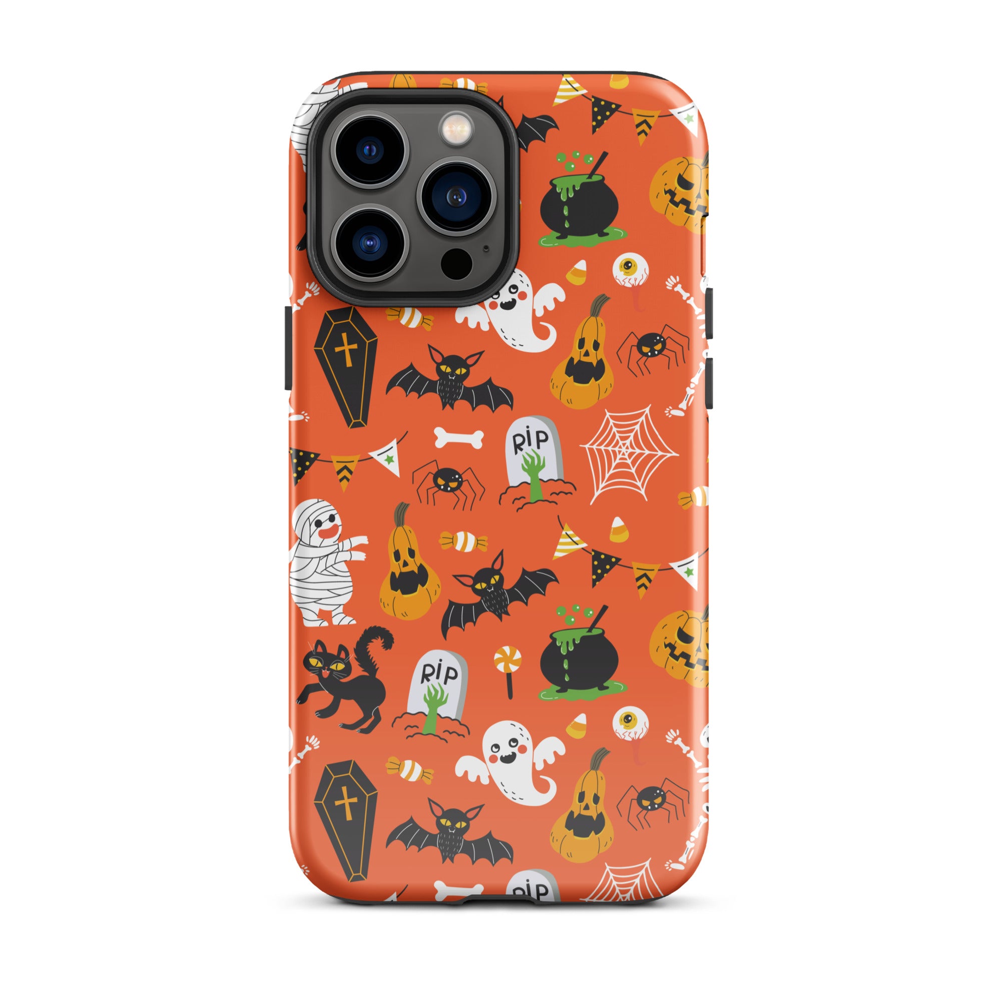 Spooky Night Guardian Premium iPhone Case - Halloween Protective Cover for iPhone 13/14/15 Pro Max - Cute Ghost Design Shockproof Phone Case for Night Out, Party & Daily Use