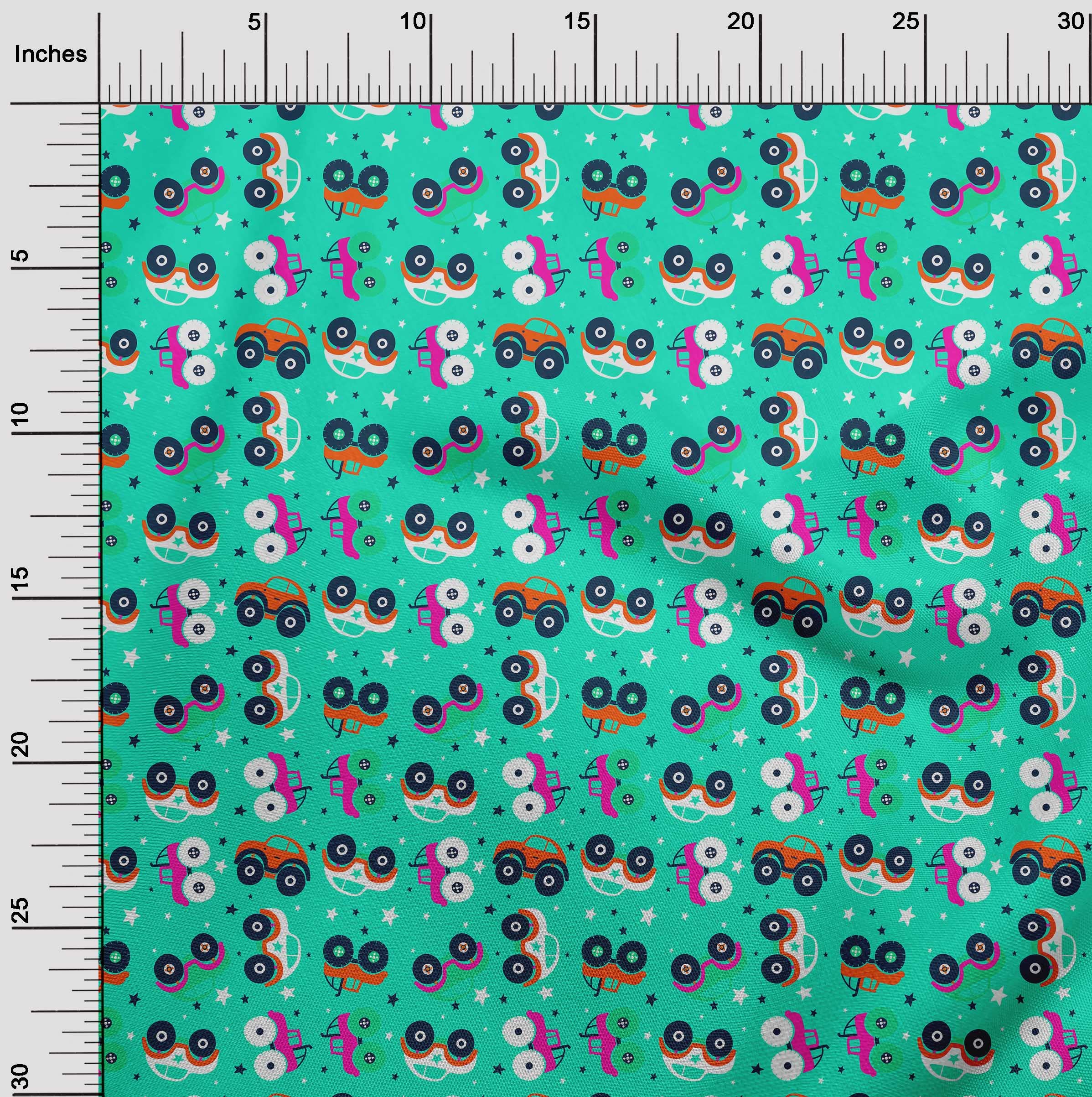 Premium 100% Cotton Jersey Fabric - Turquoise Green Print, 58 Inch Wide - Perfect for Kids Nursery, Quilting, Sewing & DIY Projects - Soft & Durable Material for Clothing, Blankets & Home Decor
