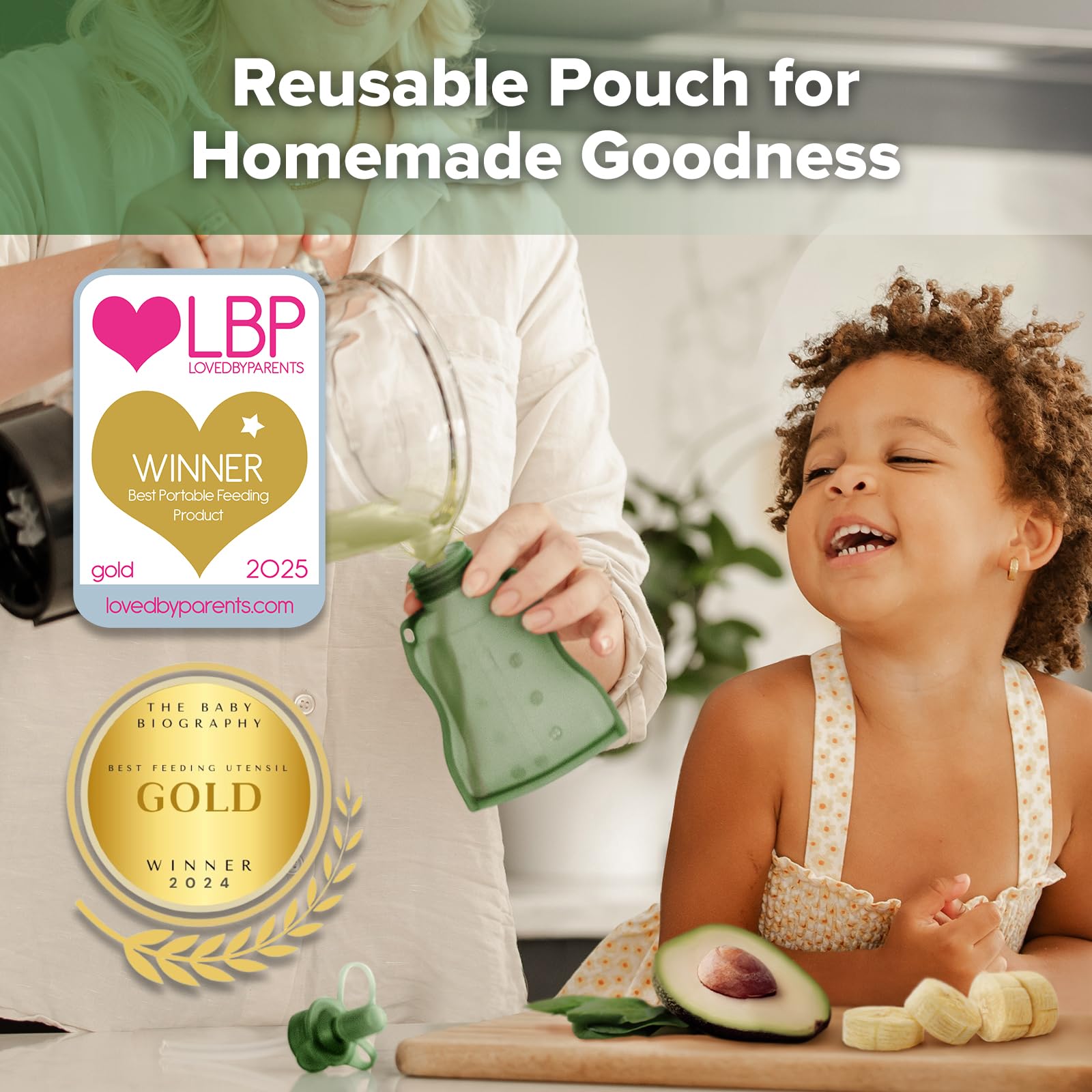 **Haakaa Reusable Silicone Baby Food Pouch – 4oz, 4 Pack (Pea Green) – Refillable Squeeze Pouch for Homemade Puree, Smoothies & Snacks – Perfect for Toddlers, On-the-Go Meals & Eco-Friendly Parenting**