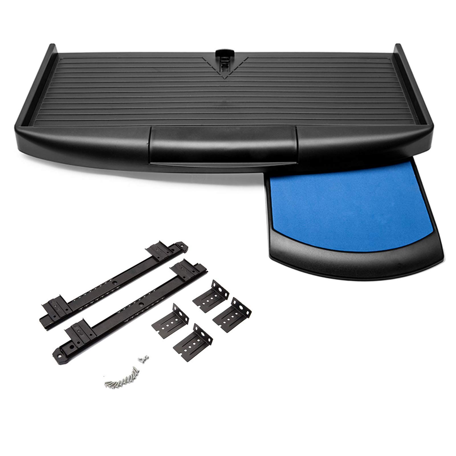 LXUXZ Adjustable Under Desk Keyboard Tray - Ergonomic ABS Keyboard Platform with Silent Smooth Sliding for Home & Office Workspace (Black)
