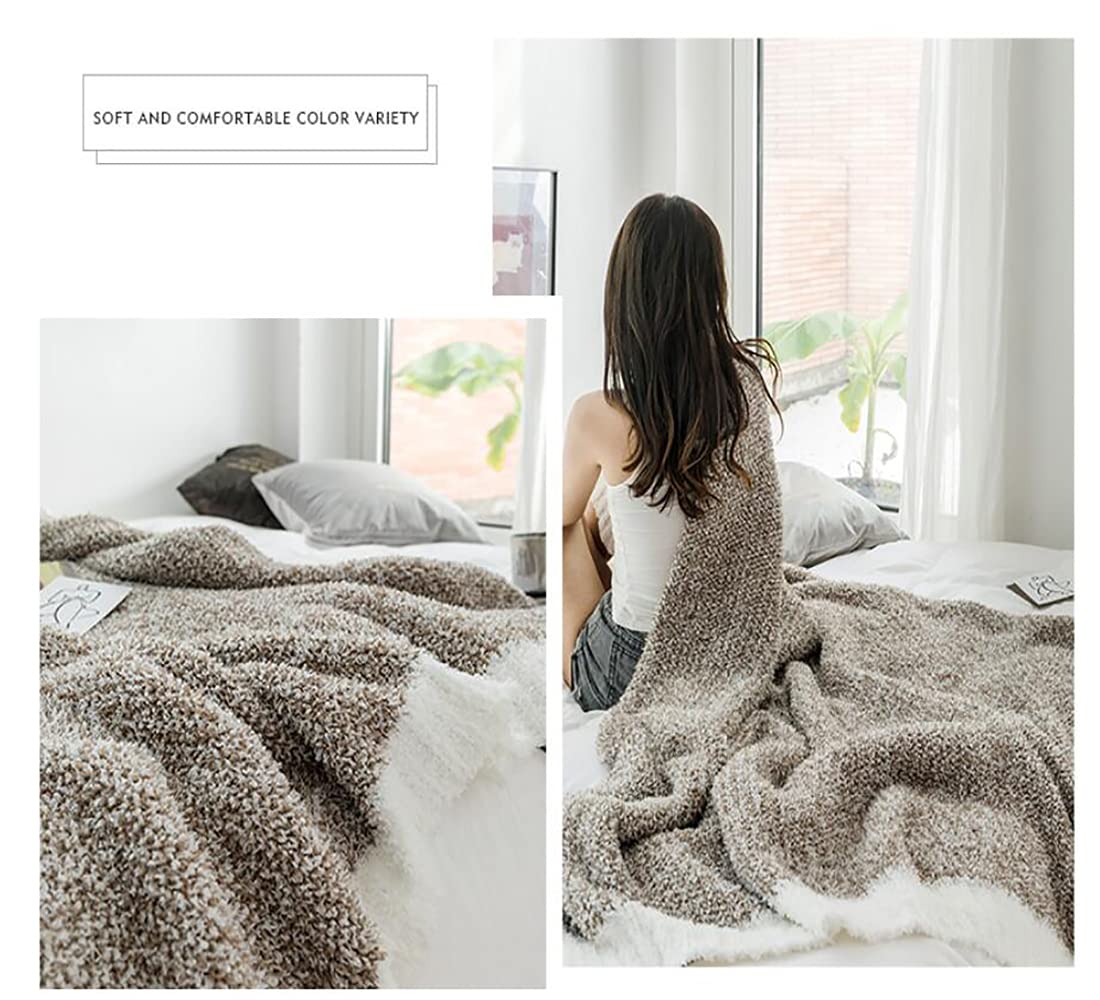 Super Soft Fluffy Microfiber Knitted Throw Blanket - Ultra Cozy & Lightweight Blanket for Sofa, Couch, Bed - 51