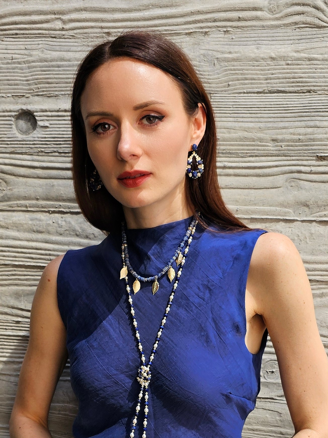 Bohemian Sodalite Leaf Charm Statement Necklace for Women - Handmade Jewelry for Boho Fashion, Spiritual Healing & Layering - Perfect for Festivals, Parties & Everyday Wear
