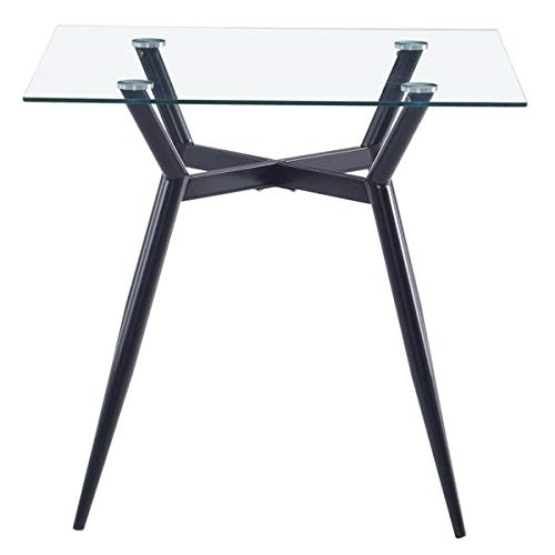 80x80x75cm Tempered Glass Dining Table - Modern Kitchen Breakfast Table for Home, Small Space Furniture (Perfect for Apartments, Dining Rooms & Kitchen Breakfast Nooks)
