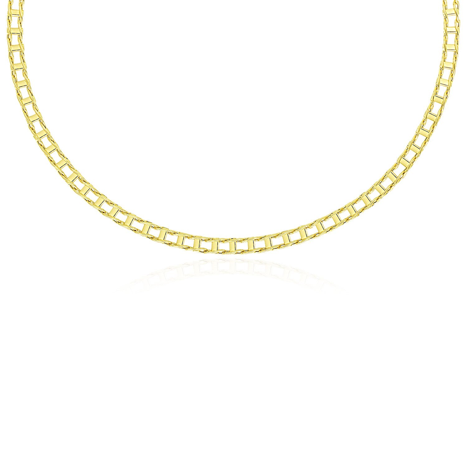 14K Yellow Gold Men's Chain Necklace with Track Link Design - Durable & Stylish Jewelry for Everyday Wear, Gifts & Special Occasions