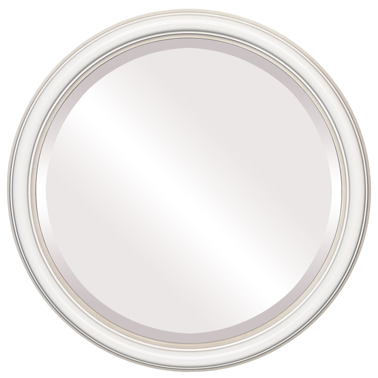 OVALCREST 26x26 Round Beveled Wall Mirror - Taupe Saratoga Style Home Decor Mirror for Living Room, Bedroom & Entryway