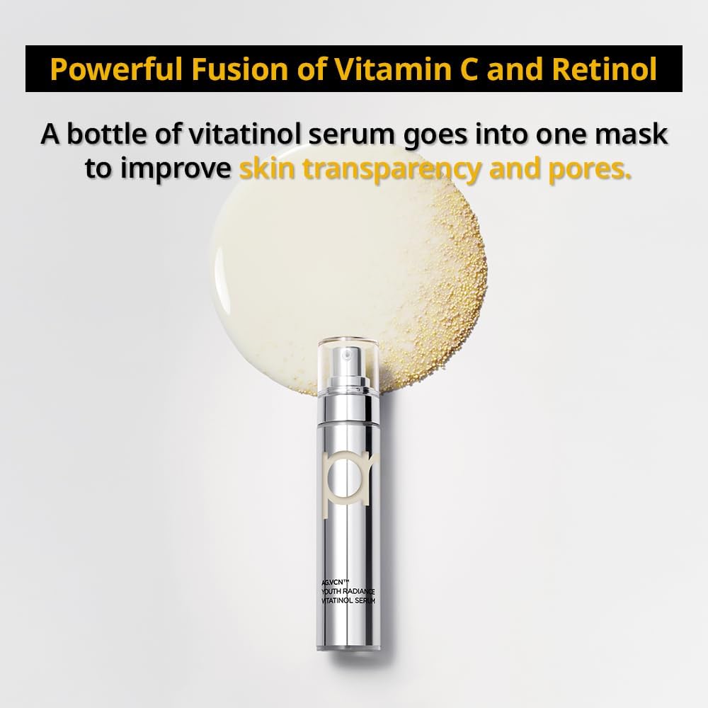 PRIMERA PRMR Vitatinol Serum Gel Mask - Overnight Vitamin C & Retinol Face Mask for Collagen Synthesis, Pore Tightening, Firming & Hydration (34g x 5 Pack) | Brightening & Anti-Aging Skincare for Night Routine
