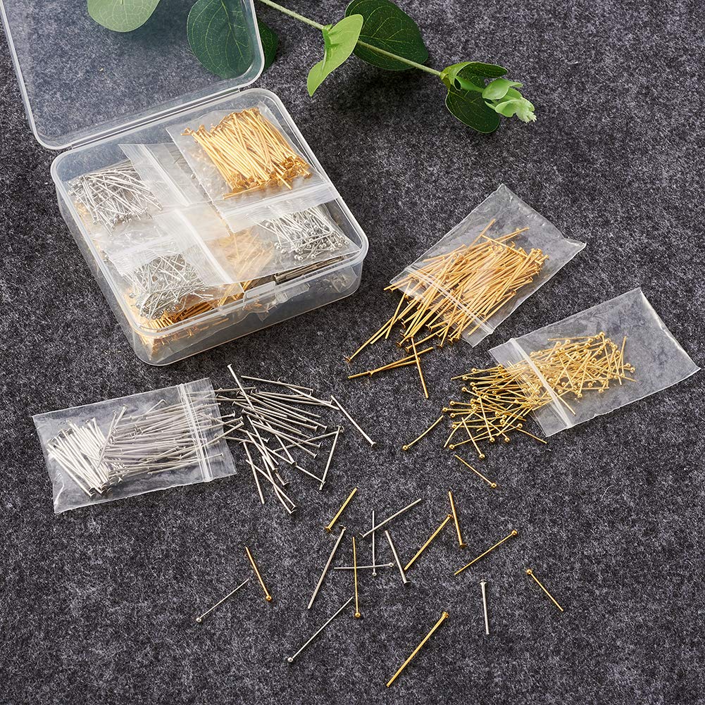 1600Pcs/Box Iron Flat Head Pins & Brass Ball Head Pins Set - Gold & Silver DIY Jewelry Making Needles for Beading, Crafting, Earrings & Necklace Accessories Wholesale - Perfect for Jewelry Designers, Craft Enthusiasts & Small Business Owners