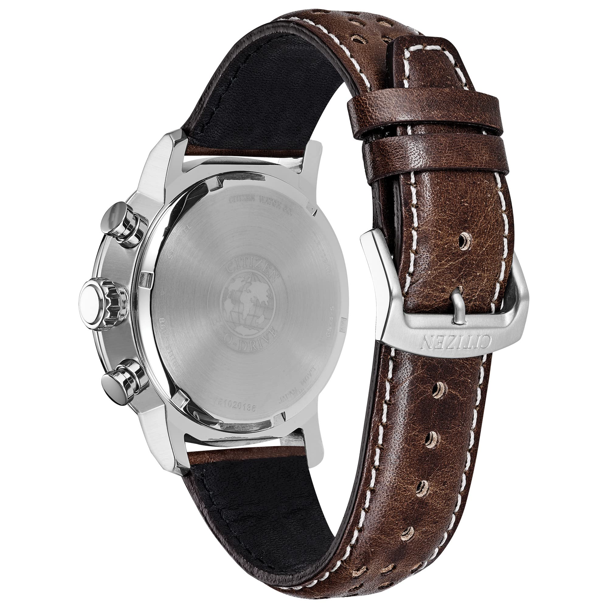 Citizen Men's Eco-Drive Weekender Brycen Chronograph Watch - Stainless Steel Case, Brown Leather Strap, Ivory Dial (Model CA0649-06X) | Solar Powered, Water Resistant | Perfect for Business, Casual & Outdoor Activities
