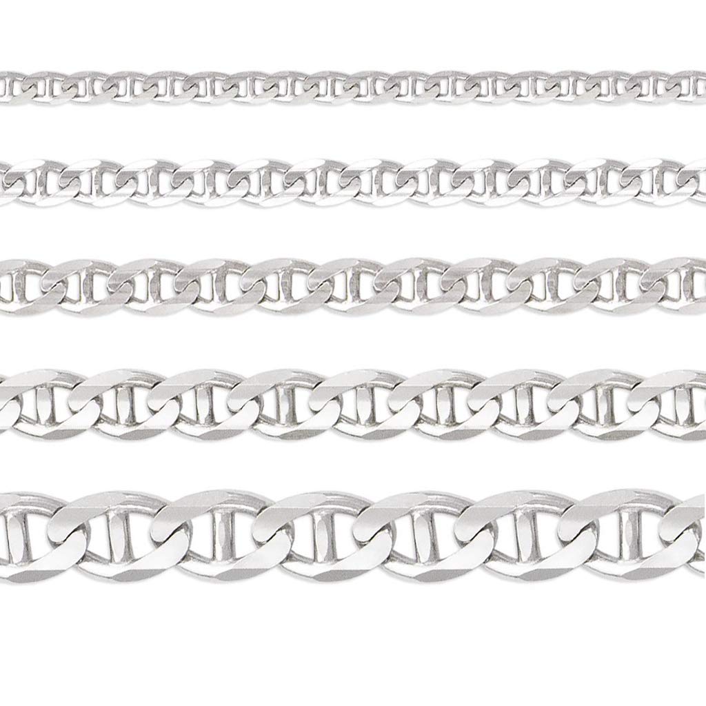 14K Real Gold Gucci Chain Necklace - White Rhodium Plated Italian Link Jewelry for Men & Women (16-24 Inch Length, 2.2-6.0mm Width) - Perfect Gift for Birthday, Anniversary & Special Occasions