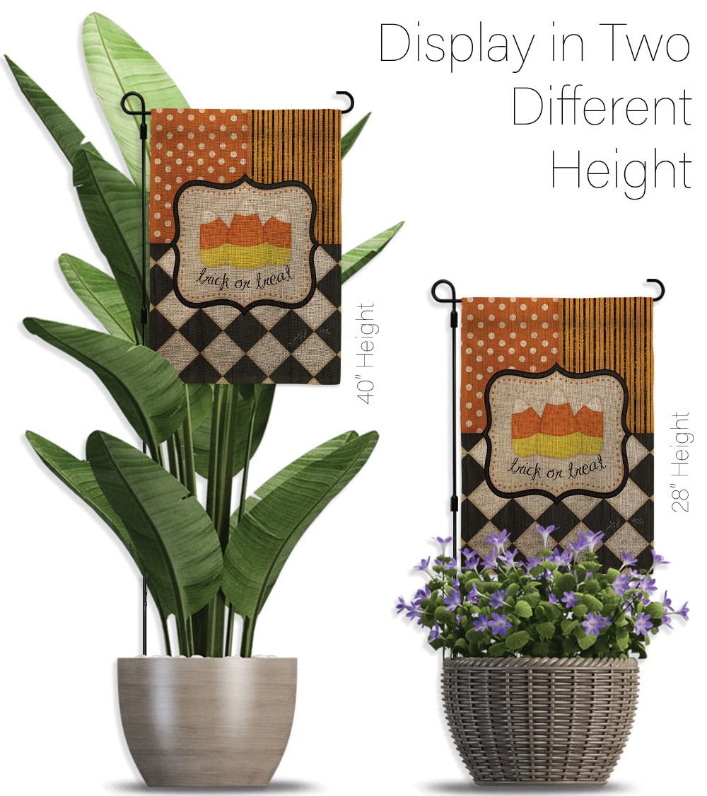Halloween Garden Flag Set with Stand - Spooky Witch, Black Cat & Pumpkin Design - Double-Sided Fall Decor for Yard, House - Made in USA (13x18.5 Inches) - Perfect for Trick or Treat, Autumn Parties & Outdoor Halloween Decorations