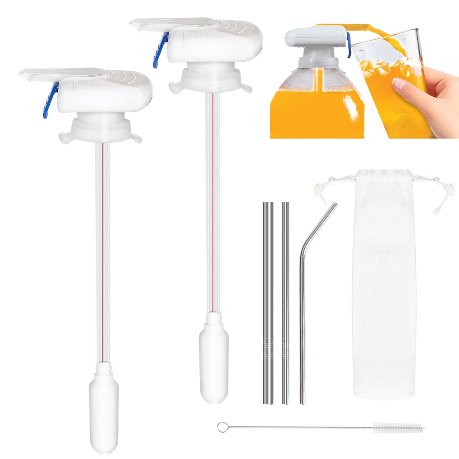 FOCHIER F Automatic Drink Dispenser - Electric Tap for Milk & Juice, Stainless Steel Cleaning Brush - Perfect for Kids & Parties
