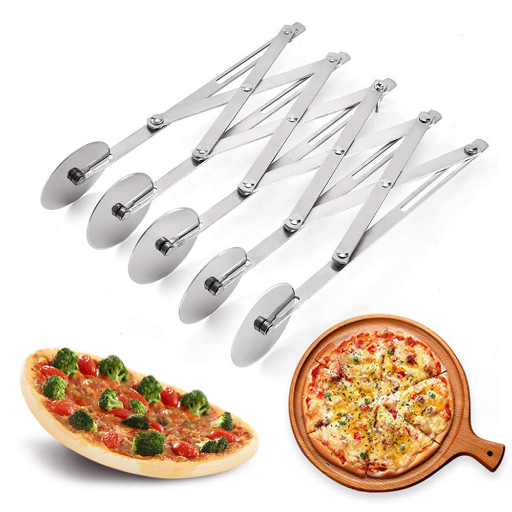 5-Wheel Stainless Steel Pastry Cutter & Pizza Slicer - Expandable Multi-Round Dough Divider for Baking, Cookies, Pies - Perfect for Home Kitchens & Professional Bakeries