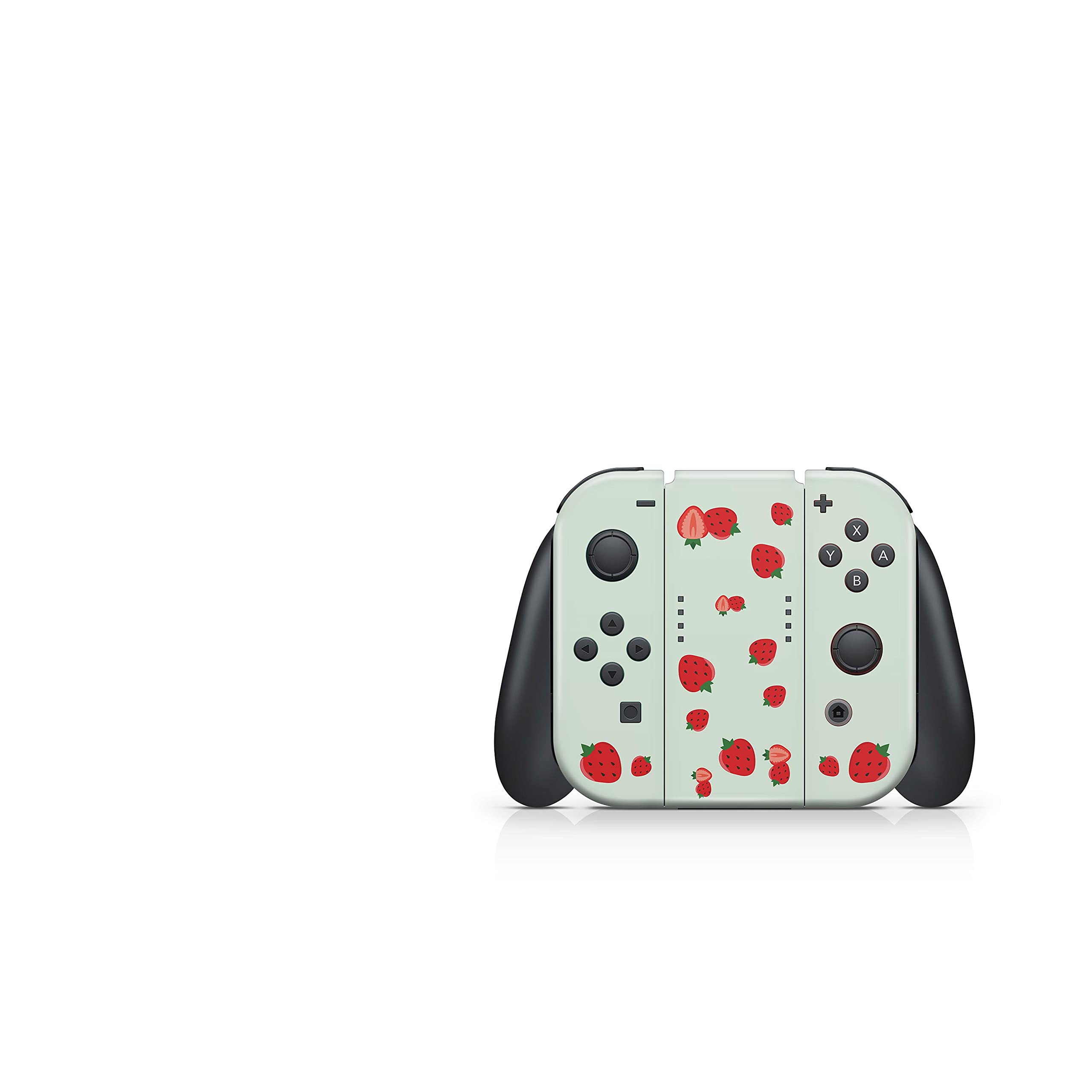 Kawaii Green Strawberry Vinyl Skin Wrap for Nintendo Switch - Premium 3M Full Body Decal Stickers | Protective Cover for Gaming Console | Perfect for Girls, Teens & Anime Lovers Gaming Setup