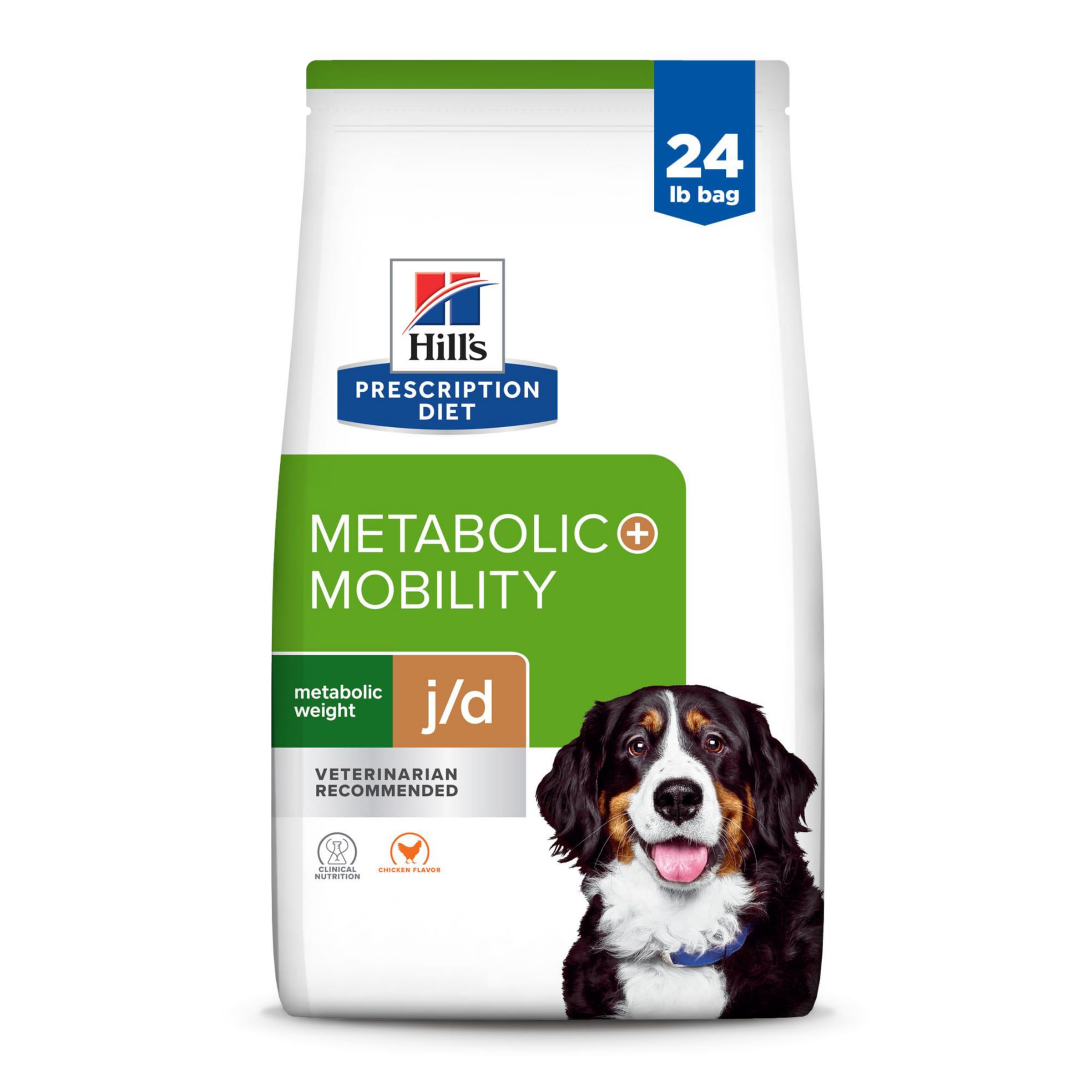 Hill's Prescription Diet Metabolic + Mobility Dry Dog Food - Weight & Joint Care, Chicken Flavor Vet-Recommended Formula (24 lb Bag) | Supports Healthy Weight & Joint Function for Senior & Overweight Dogs