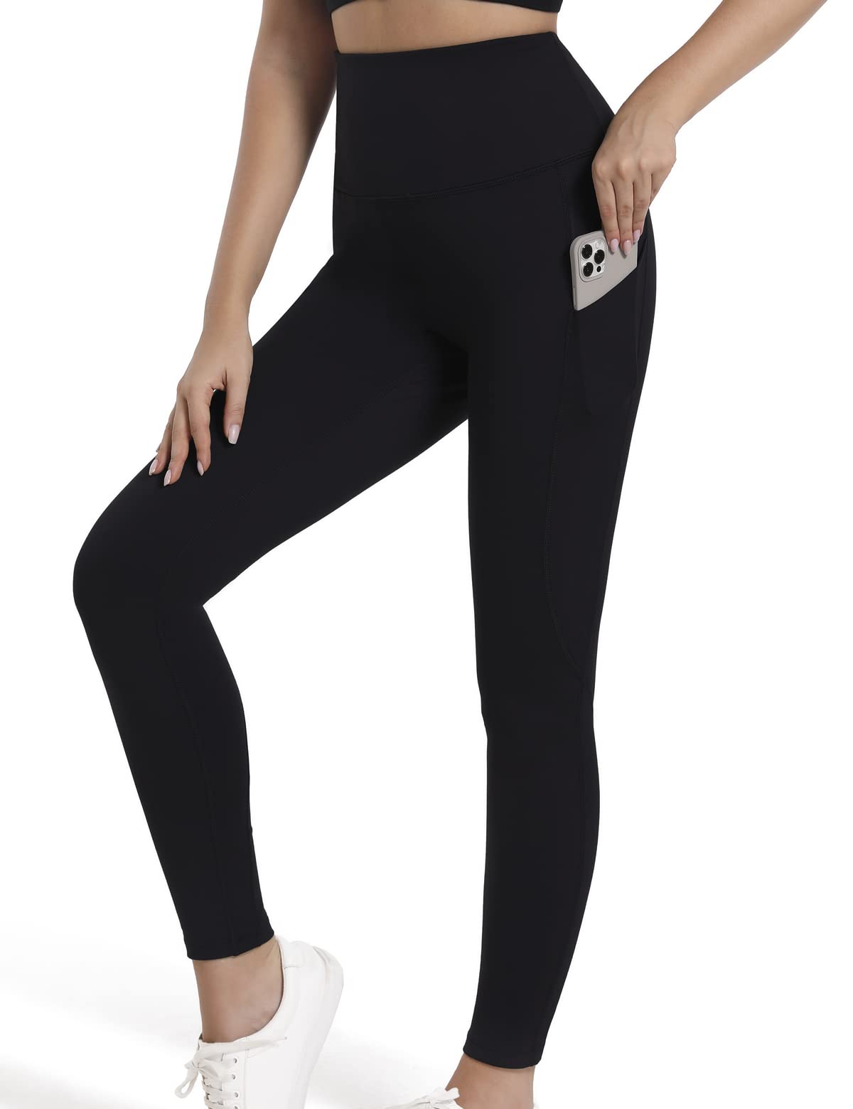 LAIGUDE Women's High Waisted Yoga Pants with Pockets - 7/8 Length Workout Leggings for Running, Gym & Yoga - Tummy Control Non-See-Through Athletic Pants for Women - Perfect for Fitness, Lounge & Everyday Wear