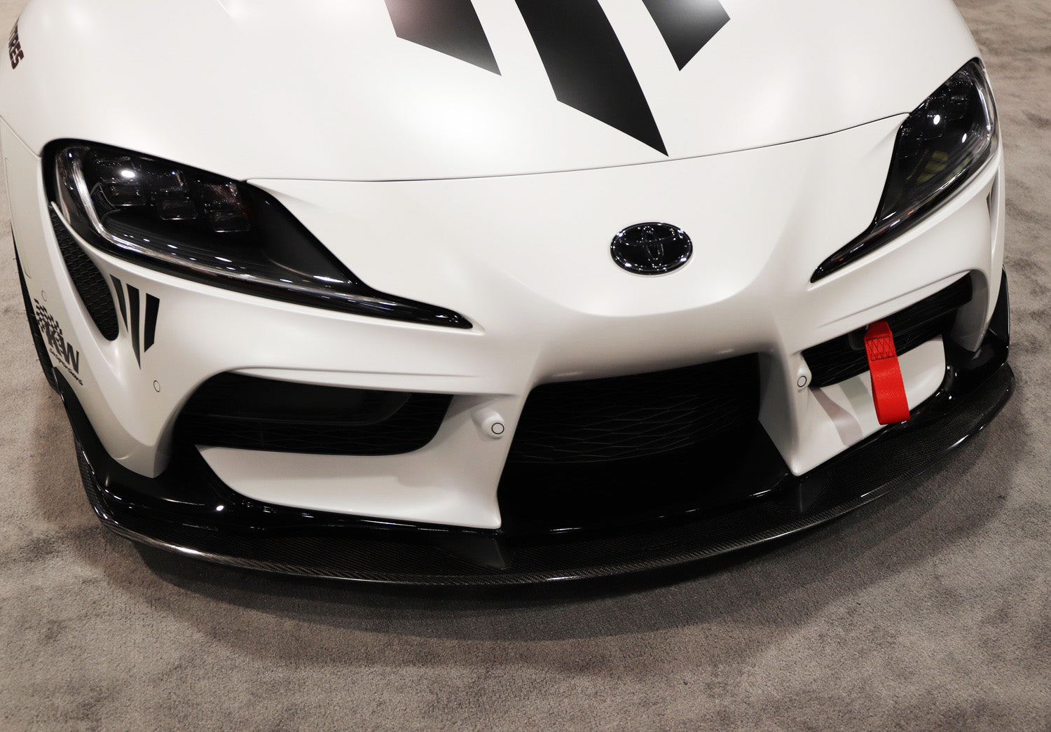 Red High Aesthetic Racing Tow Hook Strap Set for 2020-2023 Toyota Supra GR - Durable Car Accessory for Track Days & Motorsport Events