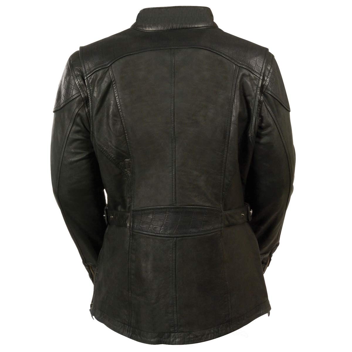 Milwaukee Leather MLL2560 Women's Black 3/4 Length Gator Embossed Leather Jacket - Stylish Motorcycle & Casual Wear for Women
