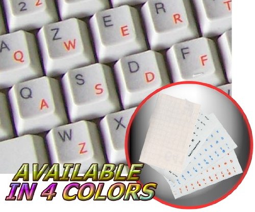 English US Keyboard Labels - Transparent Background with Black, Blue, Orange or White Lettering (Orange) | Perfect for Laptop, Desktop & Mechanical Keyboards | Easy Installation & Customization