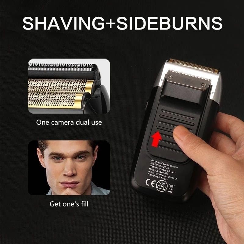 Best Rechargeable Cordless Electric Razor for Men - LCD Display Double Blade Shaver with Facial Hair Trimmer & Travel Scissors | Perfect for Home Use, Travel Grooming & Quick Touch-Ups