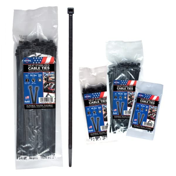 11-Inch 50 lbs Heat Resistant Cable Ties - 100 Pack for Electrical Wiring, HVAC, and Industrial Applications