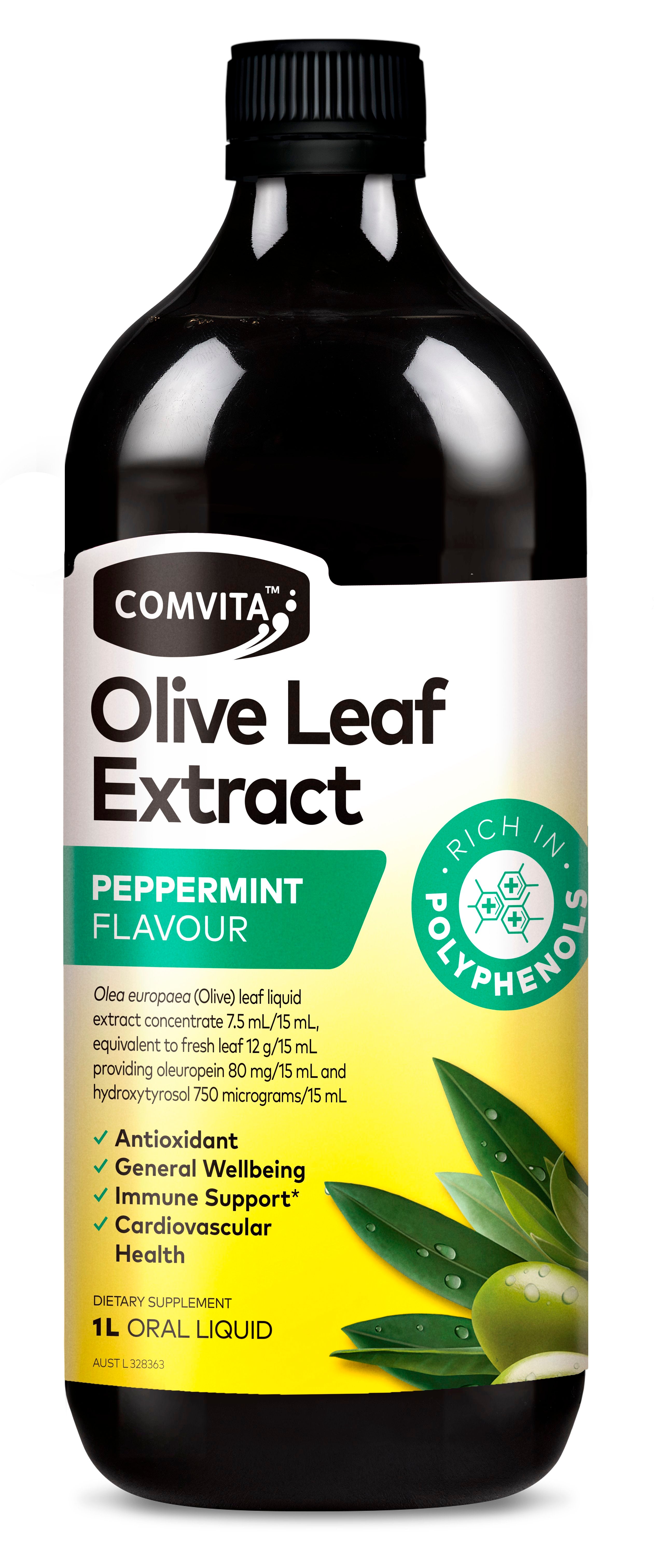Comvita Olive Leaf Extract Oral Liquid with Peppermint Flavor - Natural Immune Support & Antioxidant Boost for Daily Wellness & Immune Defense