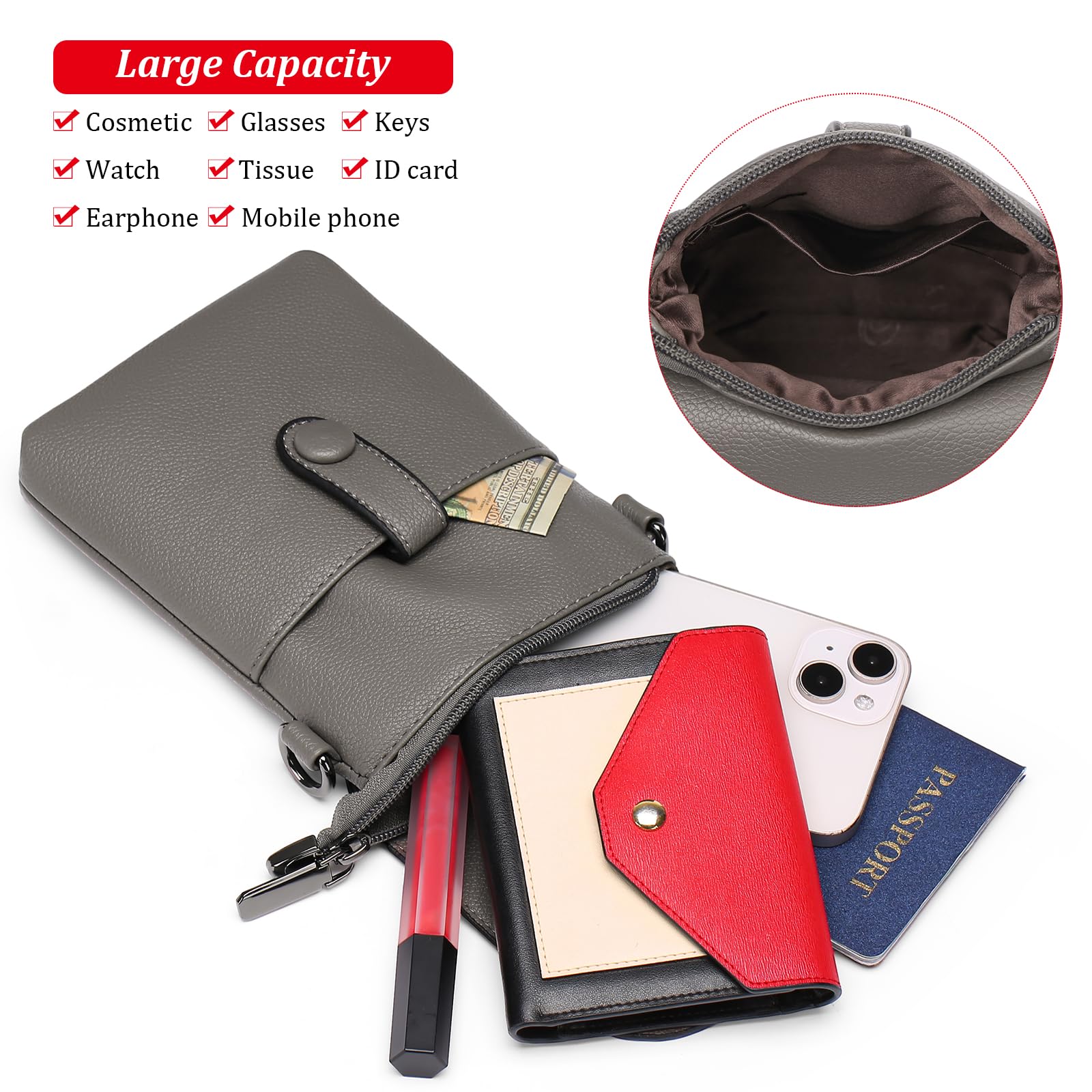 Genuine Leather Crossbody Phone Bag for Women with Card Slots - Perfect for Travel & Daily Use
