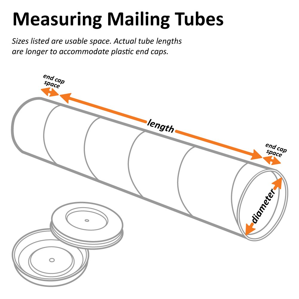 SNP1530W White Mailing Tubes with Caps - 1.5
