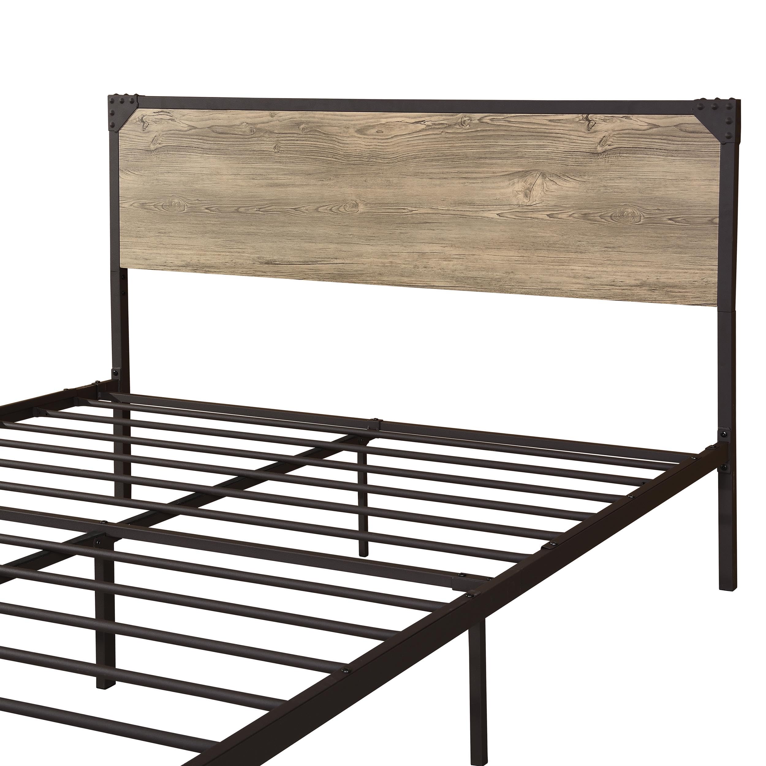 Furniture of America Budenholz Metal Queen Platform Bed Frame in Gray - Modern Minimalist Bedroom Furniture for Small Spaces & Guest Rooms