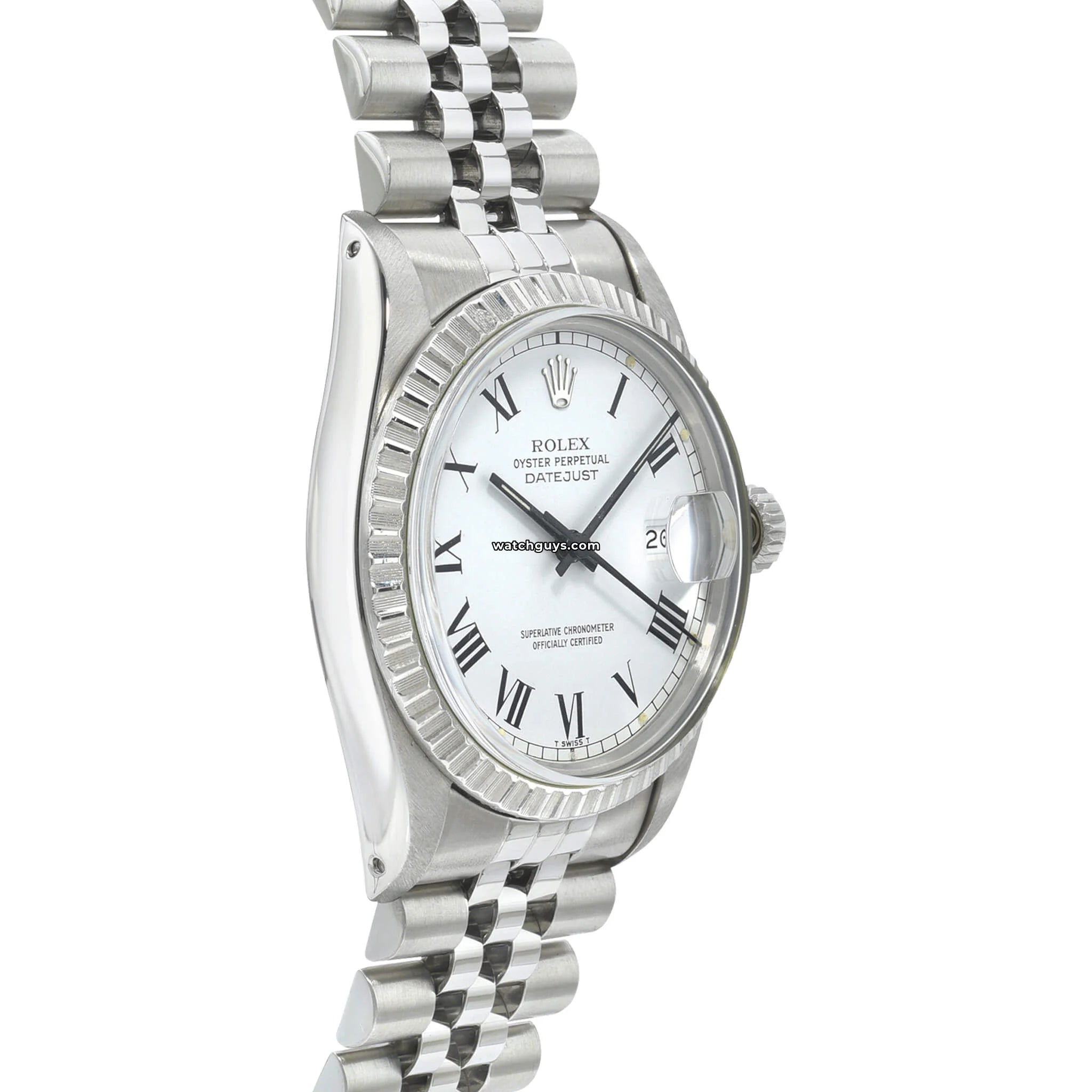 Authentic Rolex Datejust 16030 Men's Watch with White Buckley Dial - Luxury Timepiece for Business, Formal Events & Collectors