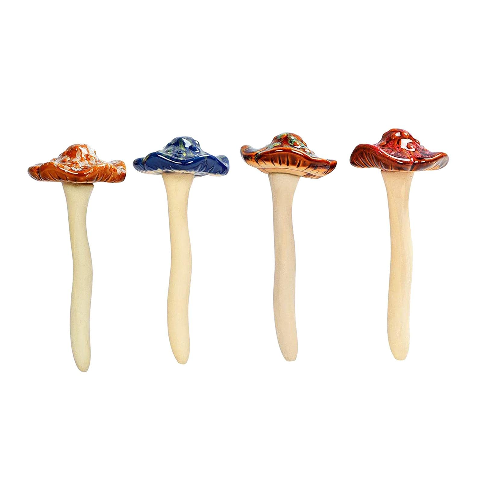 FAKEME 4PCS Mini Mushroom Garden Decor - Ceramic Pottery Ornaments for Fairy Gardens, Flower Pots, Lawn & Yard Decorations - Perfect for Outdoor Landscaping and Home Garden Decoration