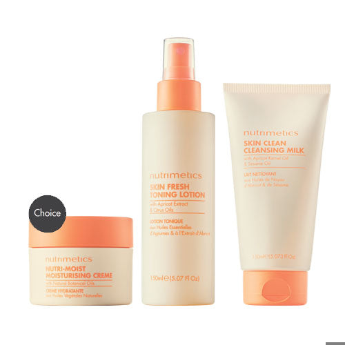 Nutrimetics Basics 3-Step Skincare Set for Glowing Skin - Cleanser, Toner & Moisturizer - Perfect for Daily Skincare Routine & Travel