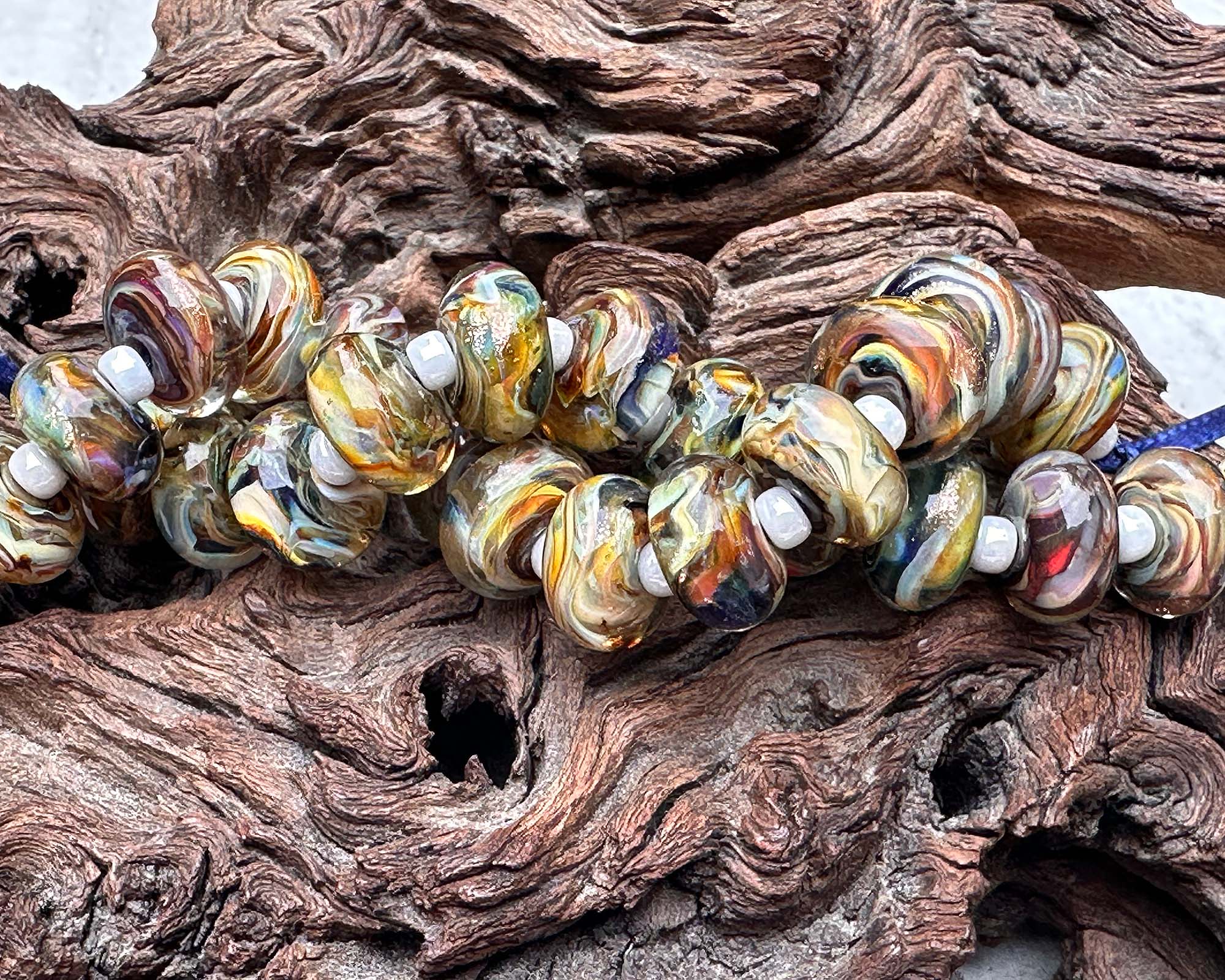 Triadic Glitter Multicolor Lampwork Glass Beads Set for Jewelry Making - DIY Bracelets, Necklaces, Earrings - Perfect for Crafting, Gifts & Home Decor